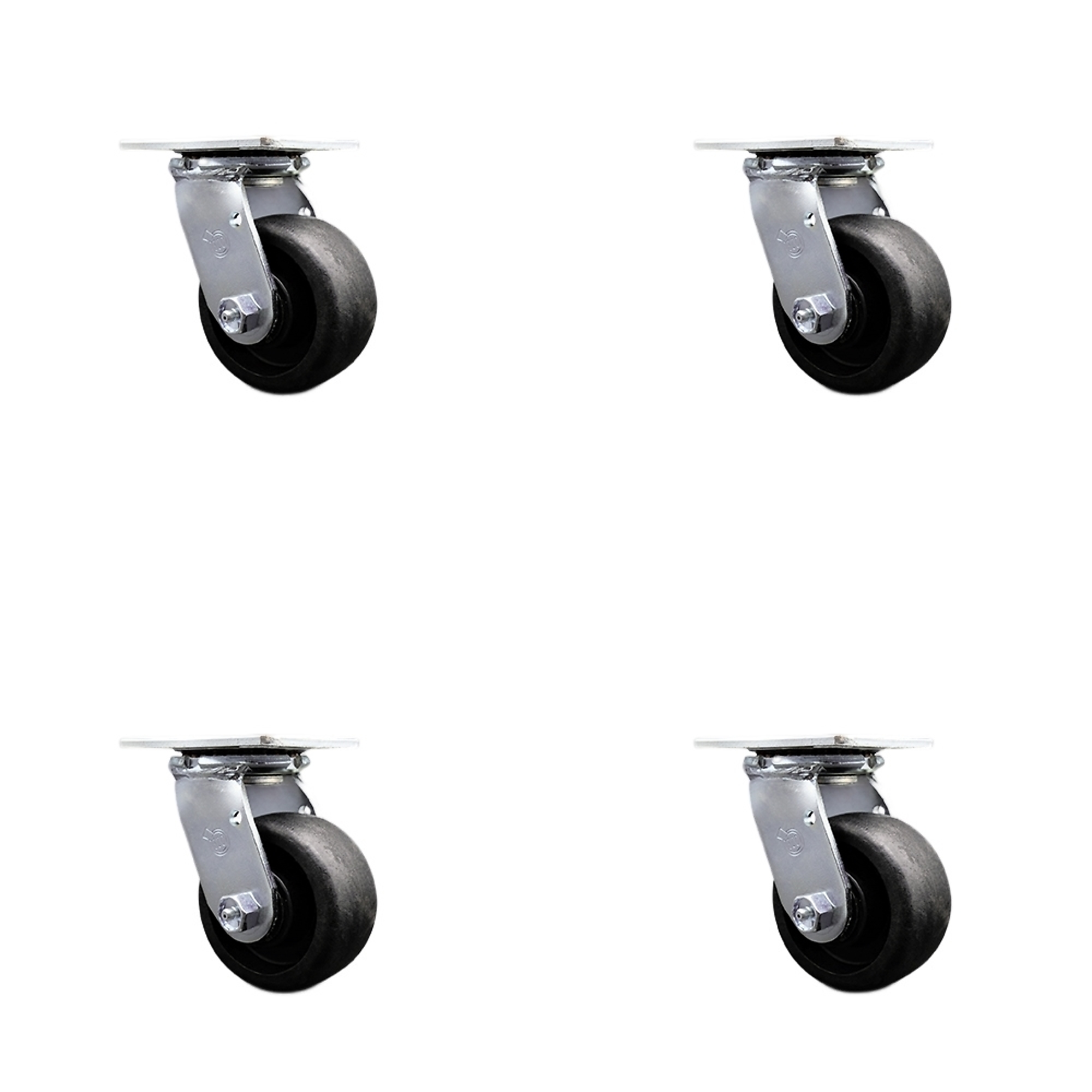 Service Caster, 4in. x 2in. Plate Casters, Wheel Diameter 4 in, Caster Type Swivel, Package (qty.) 4, Model# SCC-30CS420-GFNB-4