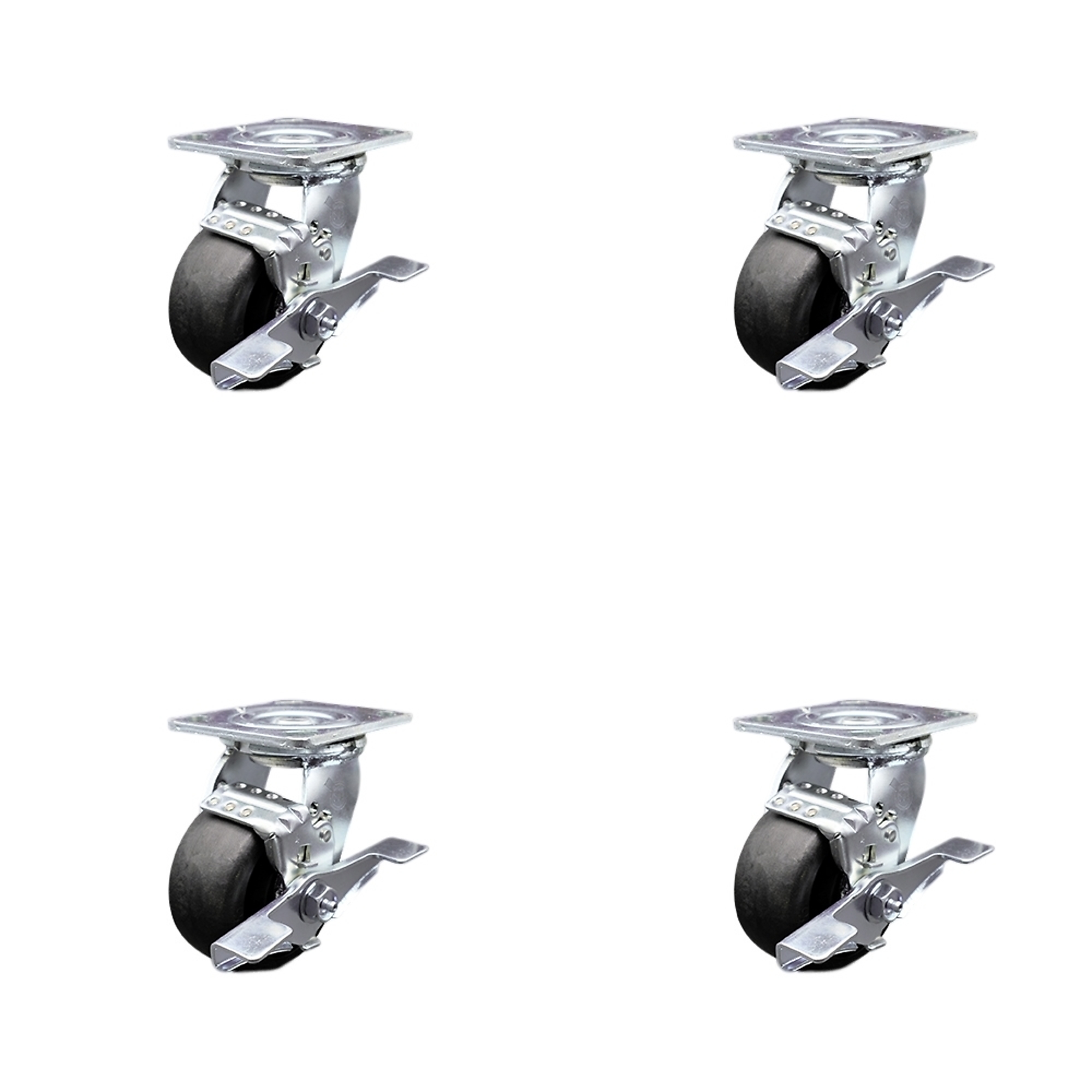 Service Caster, 4in. x 2in. Plate Casters, Wheel Diameter 4 in, Caster ...