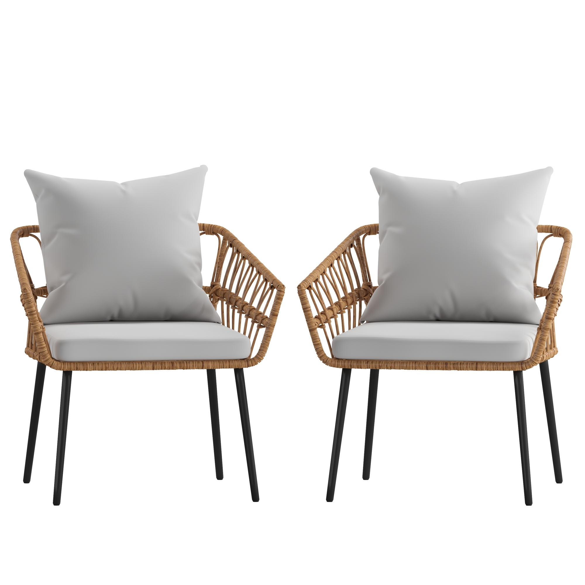 Flash Furniture, 2PK Natural/Gray PE Rattan Wicker Patio Chairs