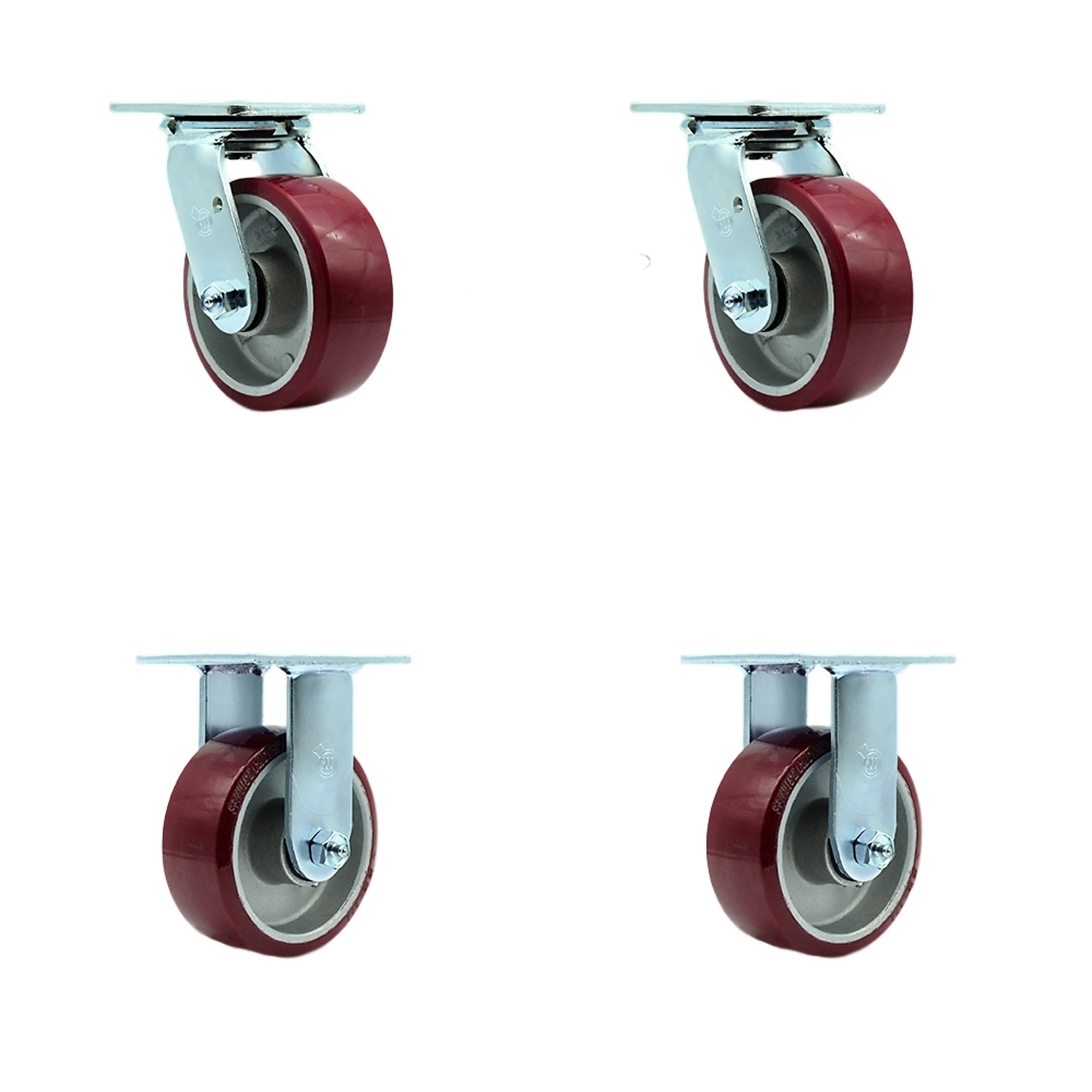 Service Caster, 5in. x 2in. Plate Casters, Wheel Diameter 5 in, Caster Type Swivel, Package (qty.) 4, Model# SCC-SS30S520-PAB-BSL-2-R-2