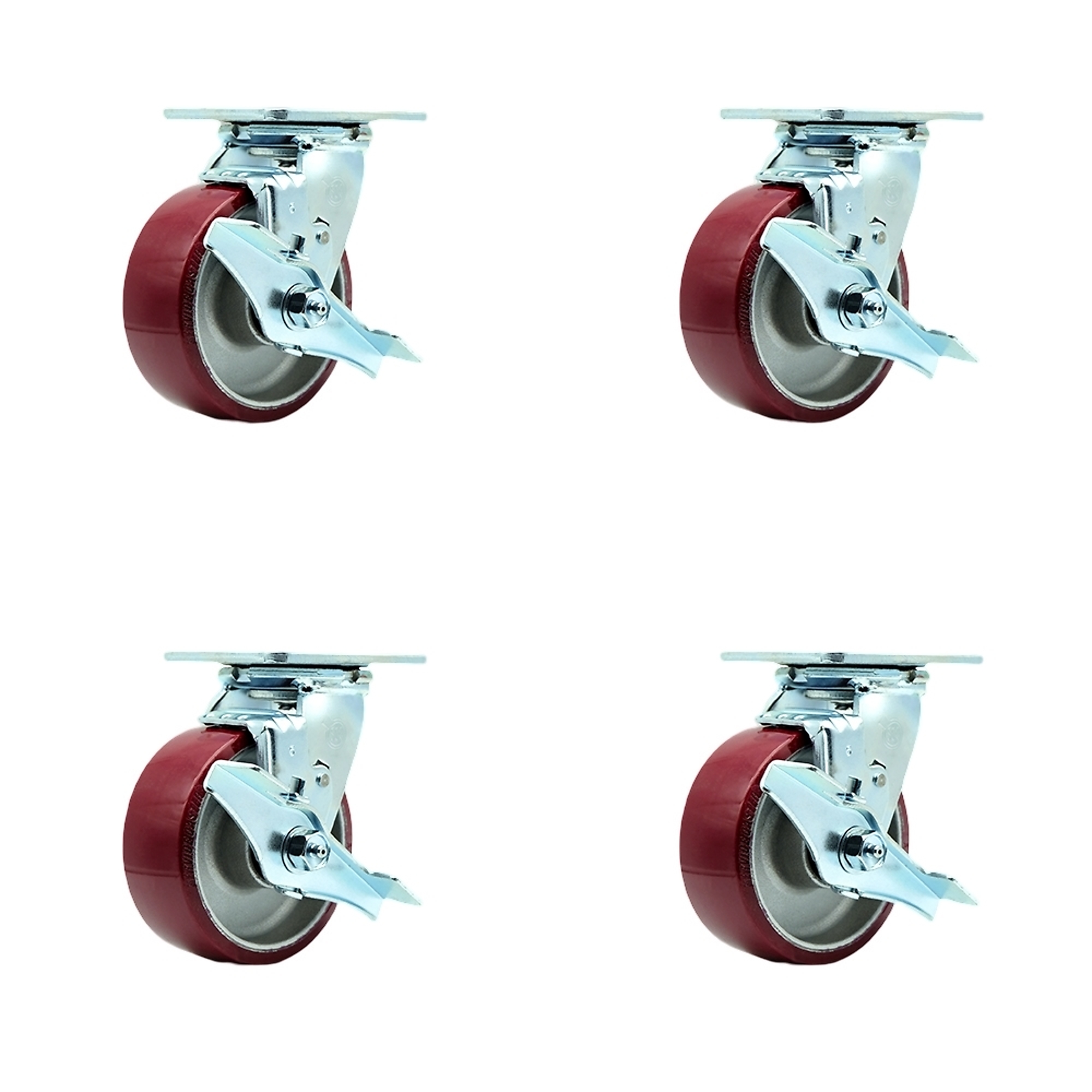 Service Caster, 5in. x 2in. Plate Casters, Wheel Diameter 5 in, Caster Type Swivel, Package (qty.) 4, Model# SCC-SS30S520-PAB-TLB-BSL-2-TLB-2