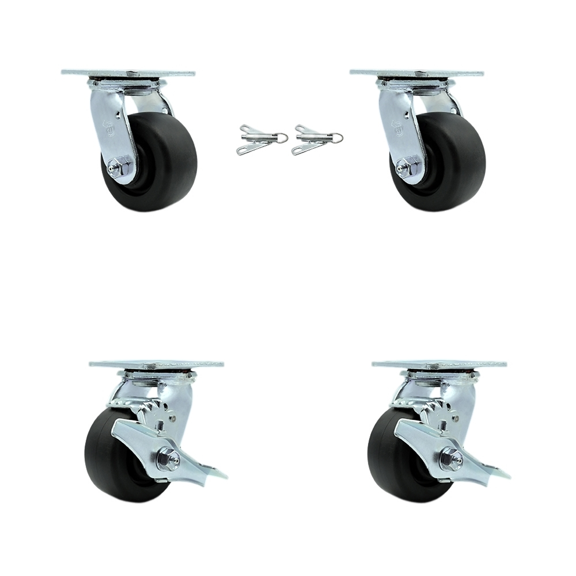 Service Caster, 4in. x 2in. Plate Caster, Wheel Diameter 4 in, Caster Type Swivel, Package (qty.) 1, Model# SCC-30CS420-POB-BSL-2-TLB-2