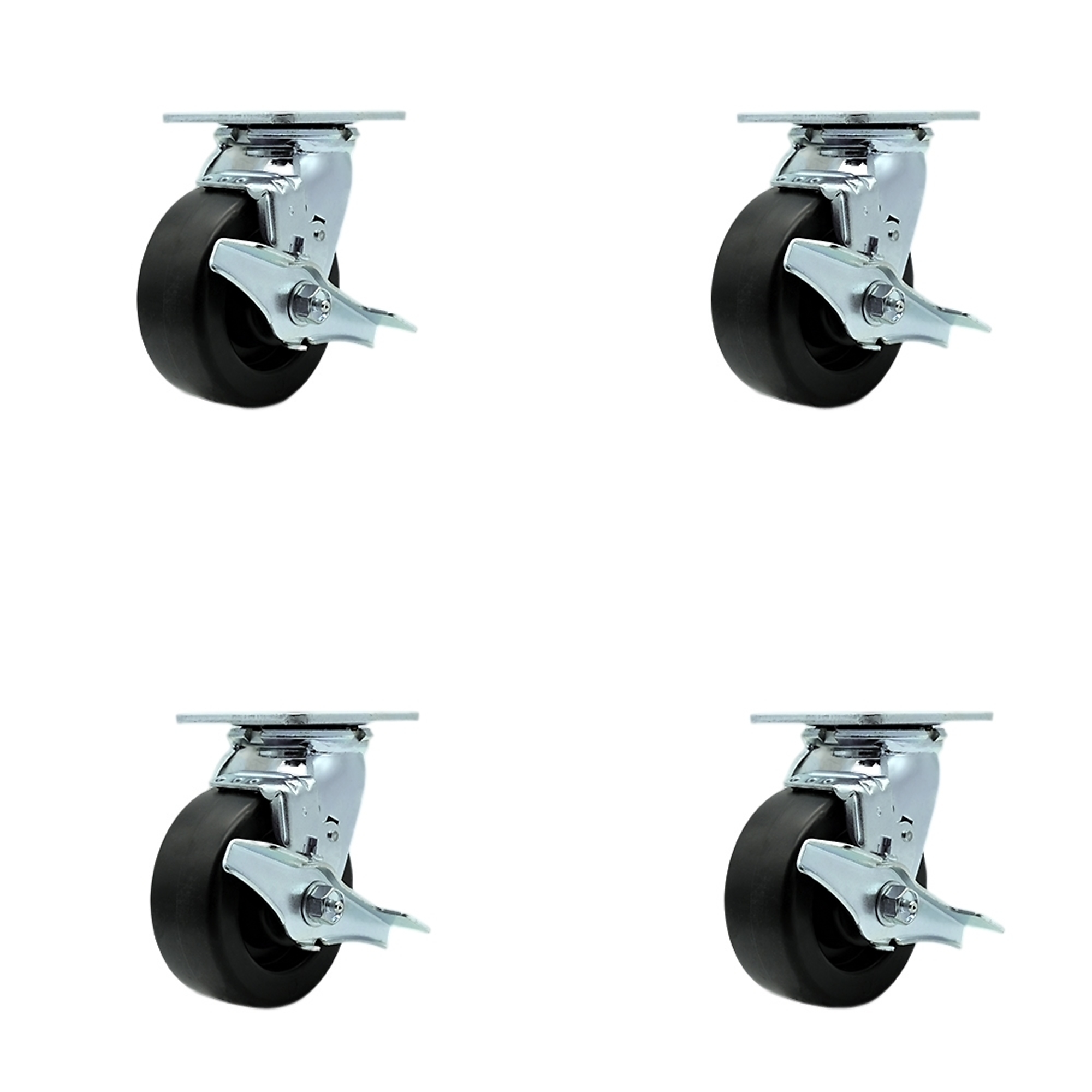 Service Caster, 5in. x 2in. Plate Casters, Wheel Diameter 5 in, Caster Type Swivel, Package (qty.) 4, Model# SCC-30CS520-POB-TLB-BSL-4