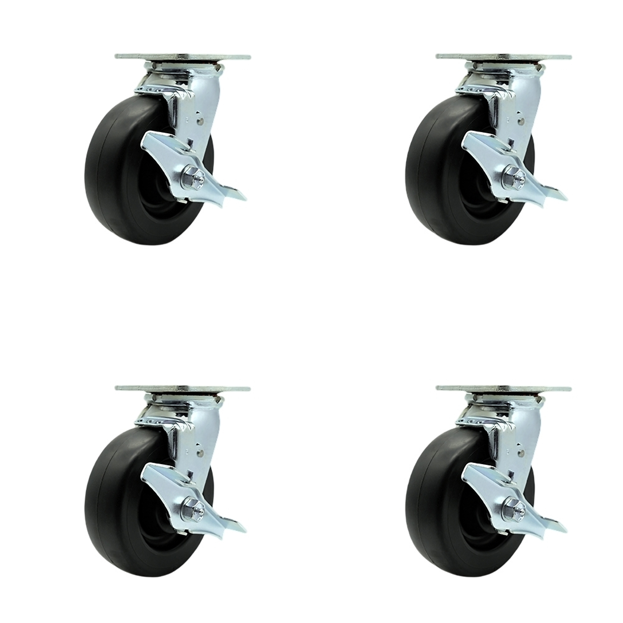 Service Caster, 6in. x 2in. Plate Casters, Wheel Diameter 6 in, Caster Type Swivel, Package (qty.) 4, Model# SCC-30CS620-POB-TLB-4