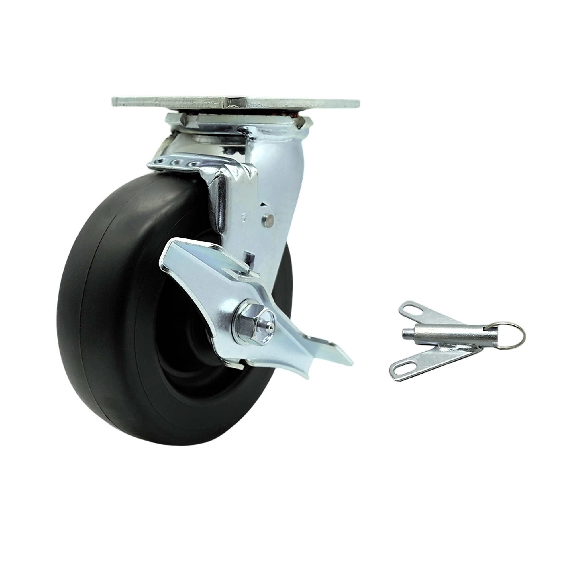 Service Caster, 6in. x 2in. Plate Caster, Wheel Diameter 6 in, Caster Type Swivel, Package (qty.) 1, Model# SCC-SS30S620-POB-TLB-BSL