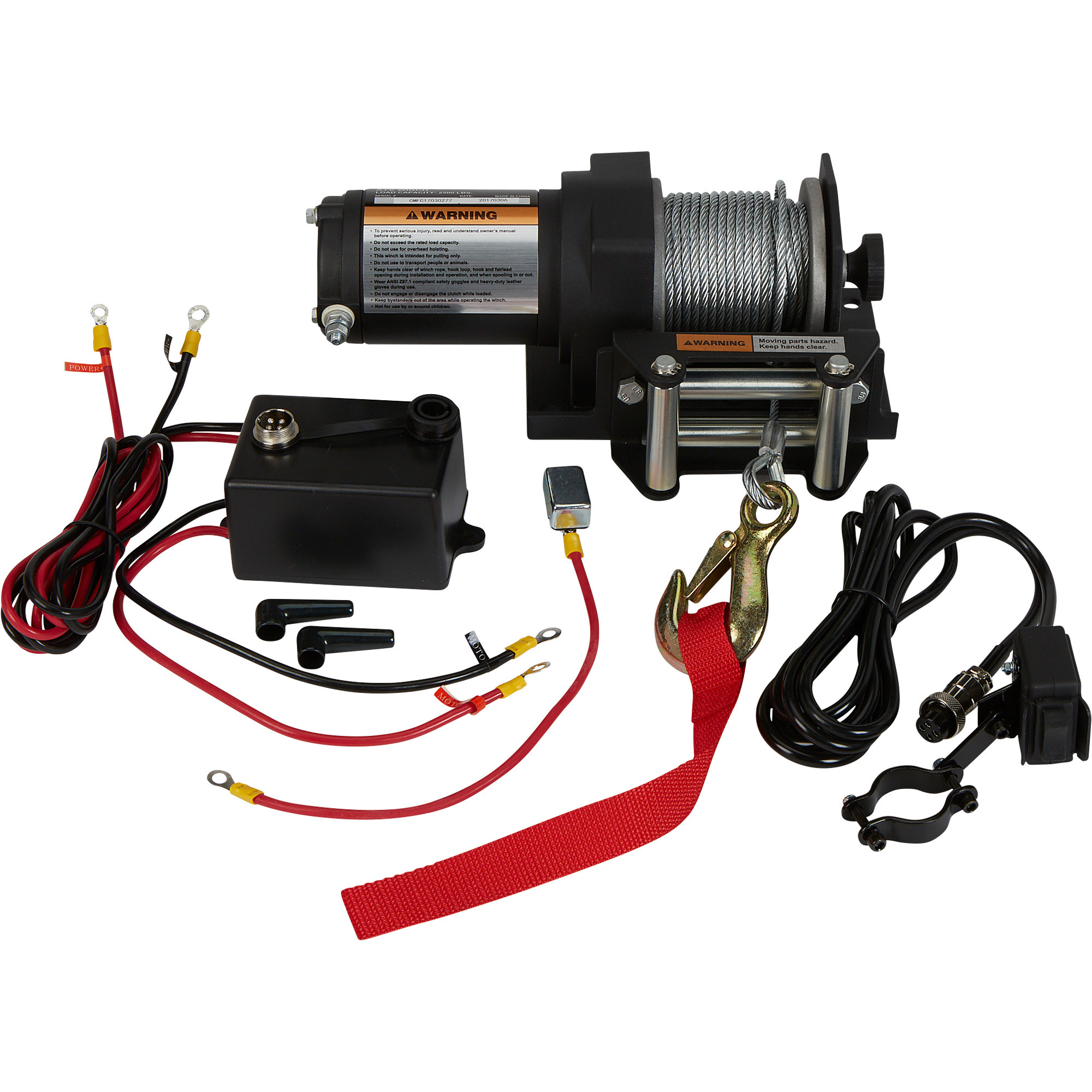 Ironton 12 Volt DC Powered Electric ATV Winch, 2500-Lb. Capacity, Steel  Wire Rope