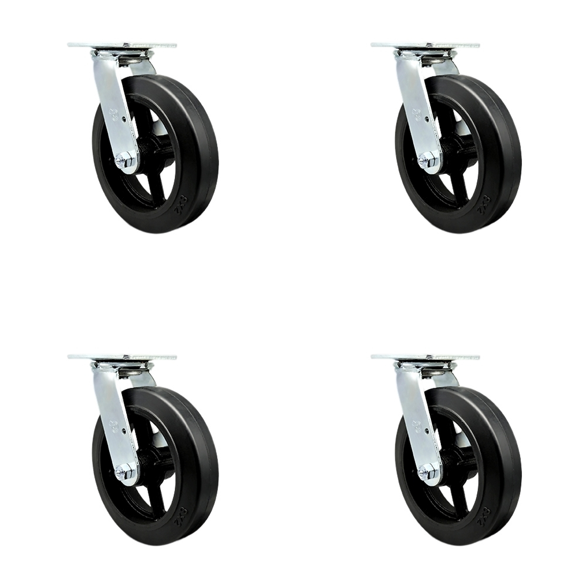 Service Caster, 8in. x 2in. Plate Casters, Wheel Diameter 8 in, Caster Type Swivel, Package (qty.) 4, Model# SCC-30CS820-RSB-4