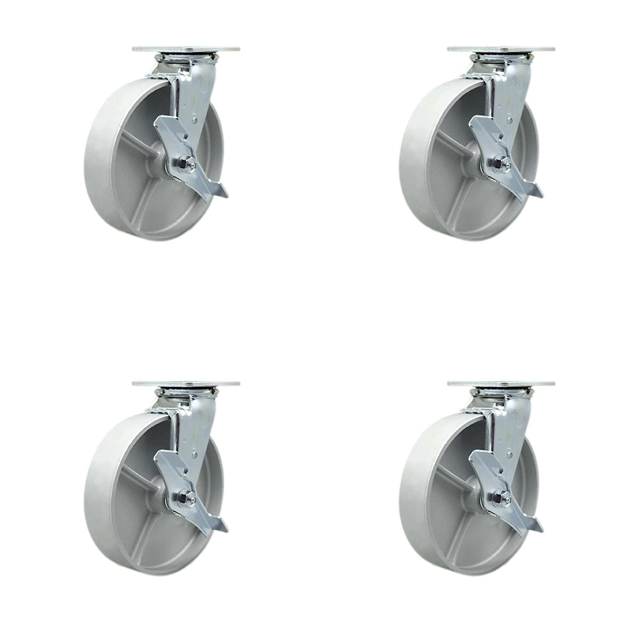 Service Caster, 8in. x 2in. Plate Casters, Wheel Diameter 8 in, Caster Type Swivel, Package (qty.) 4, Model# SCC-30CS820-SSB-TLB-4