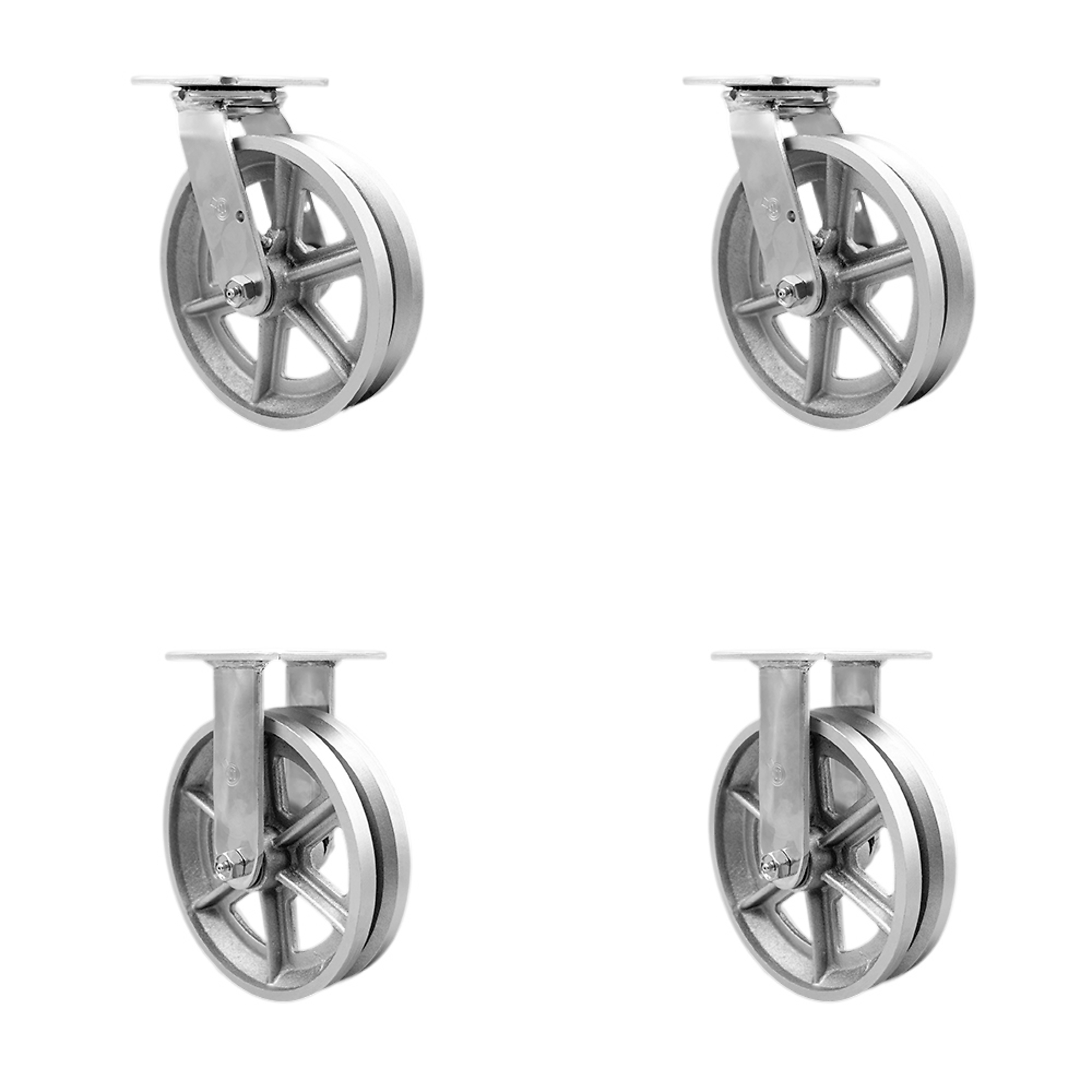 Service Caster, 8in. x 2in. Plate Casters, Wheel Diameter 8 in, Caster Type Swivel, Package (qty.) 4, Model# SCC-30CS820-VGB-2-R820-2