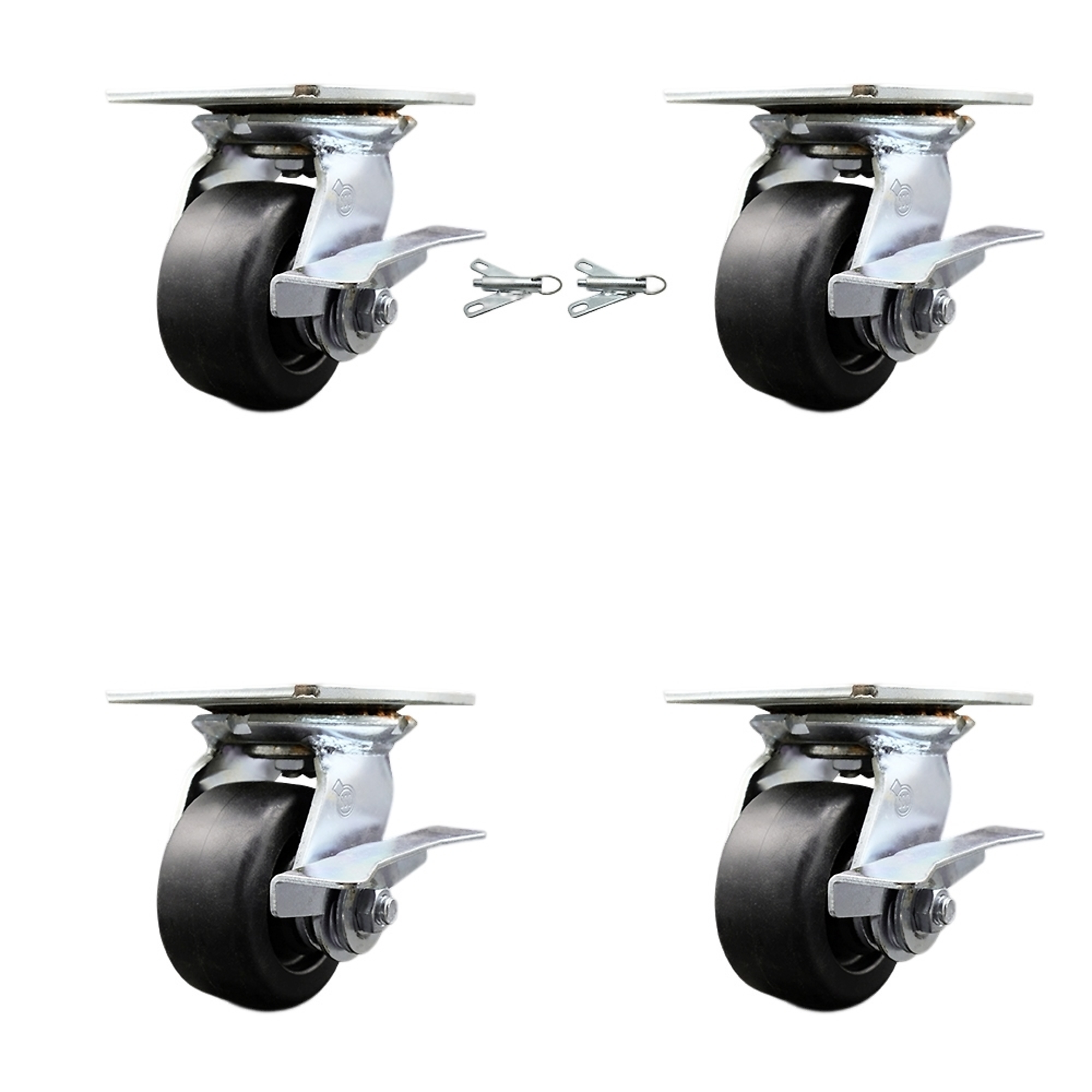 Service Caster, 4in. x 2in. Plate Casters, Wheel Diameter 4 in, Caster Type Swivel, Package (qty.) 4, Model# SCC-35S420-POR-SLB-BSL-2-SLB-2