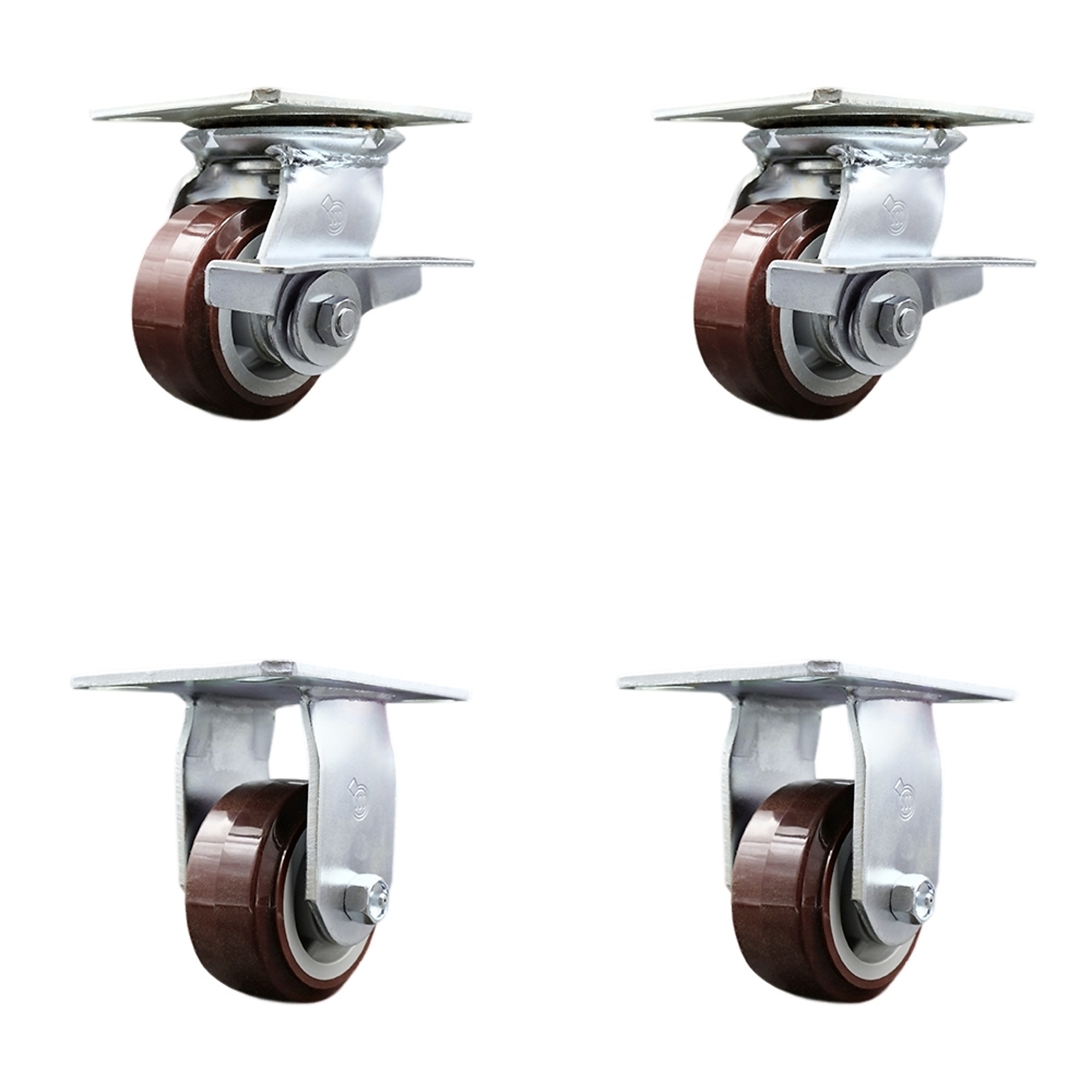 Service Caster, 4in. x 2in. Plate Casters, Wheel Diameter 4 in, Caster ...