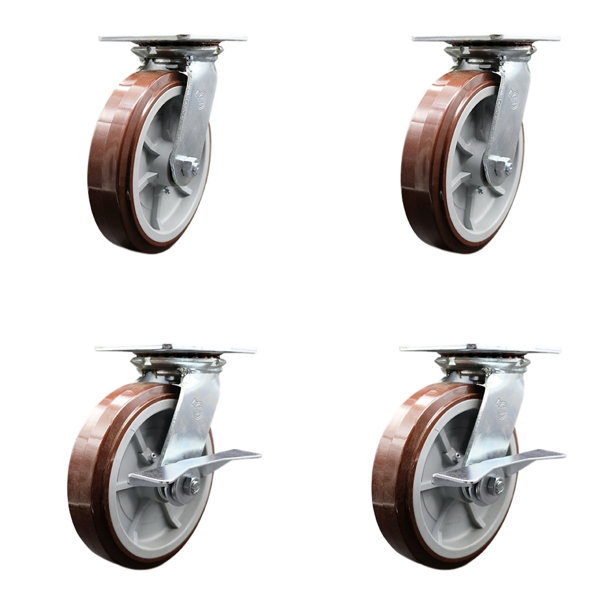 Service Caster, 8in. x 2in. Plate Casters, Wheel Diameter 8 in, Caster ...