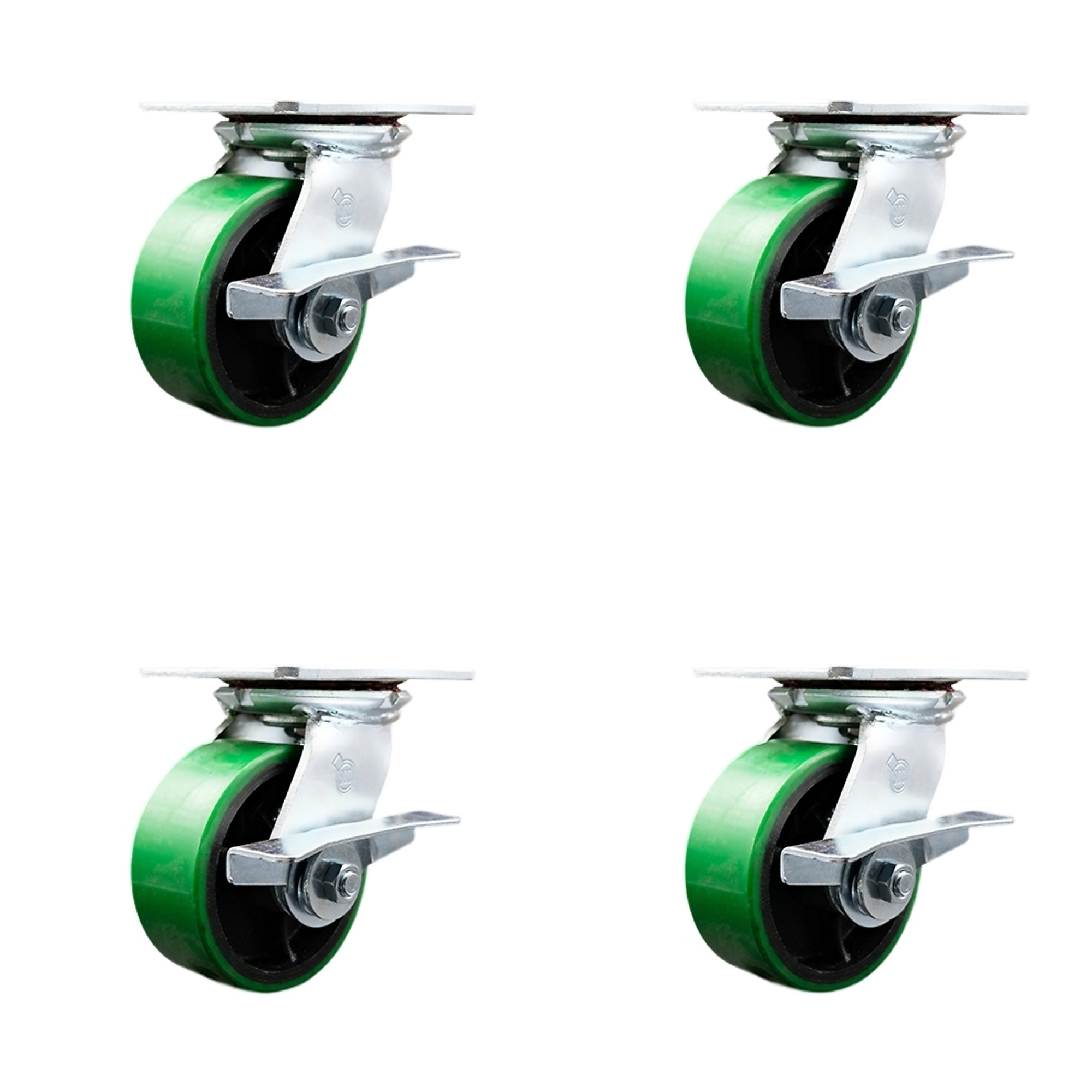 Service Caster, 5in. x 2in. Plate Casters, Wheel Diameter 5 in, Caster Type Swivel, Package (qty.) 4, Model# SCC-35S520-PUR-GB-SLB-4