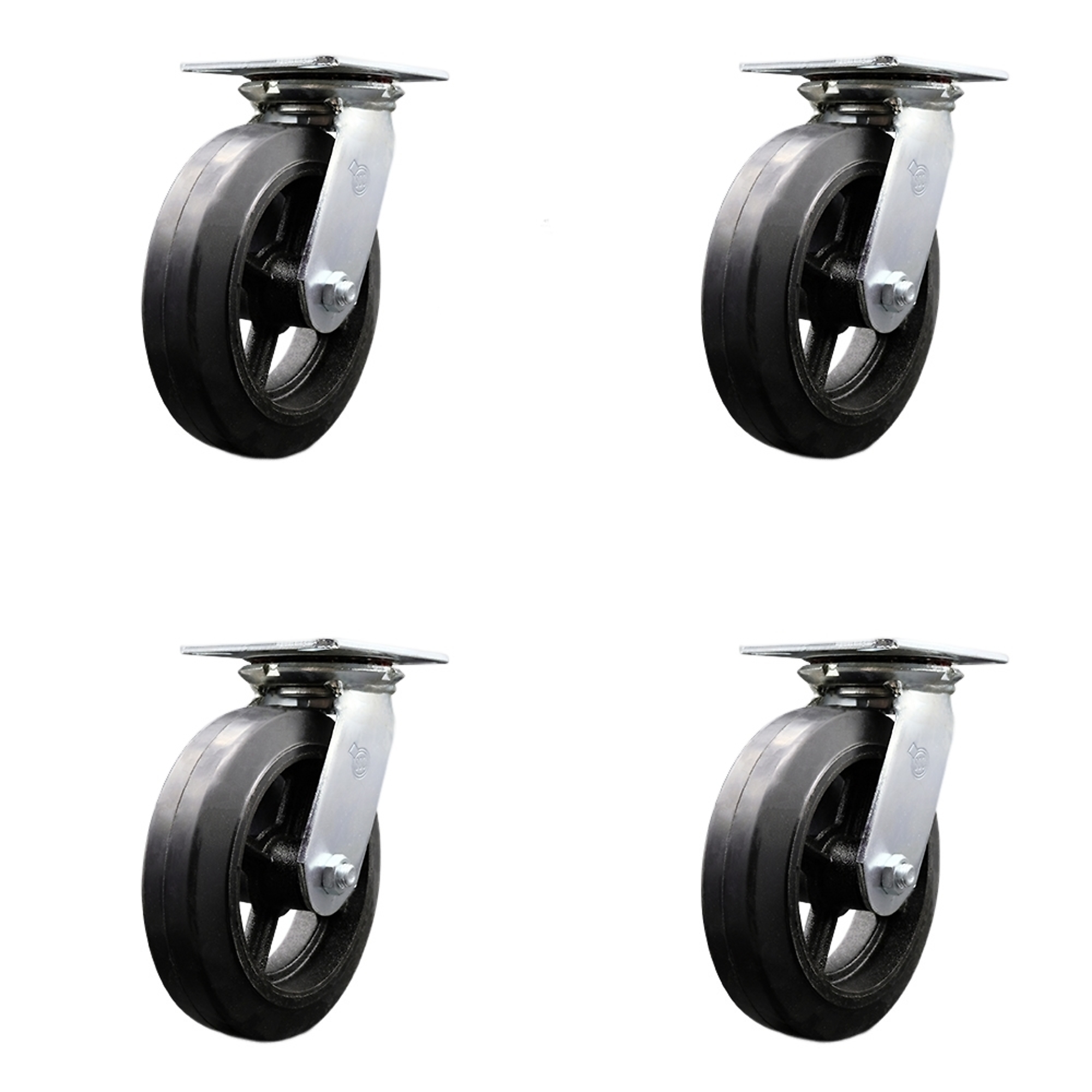 Service Caster, 8in. x 2in. Plate Casters, Wheel Diameter 8 in, Caster Type Swivel, Package (qty.) 4, Model# SCC-35S820-RSR-BSL-4