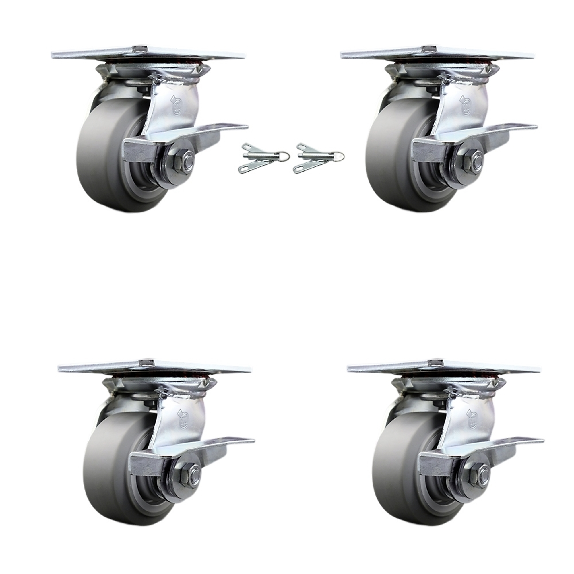 Service Caster, 4in. x 2in. Plate Casters, Wheel Diameter 4 in, Caster ...