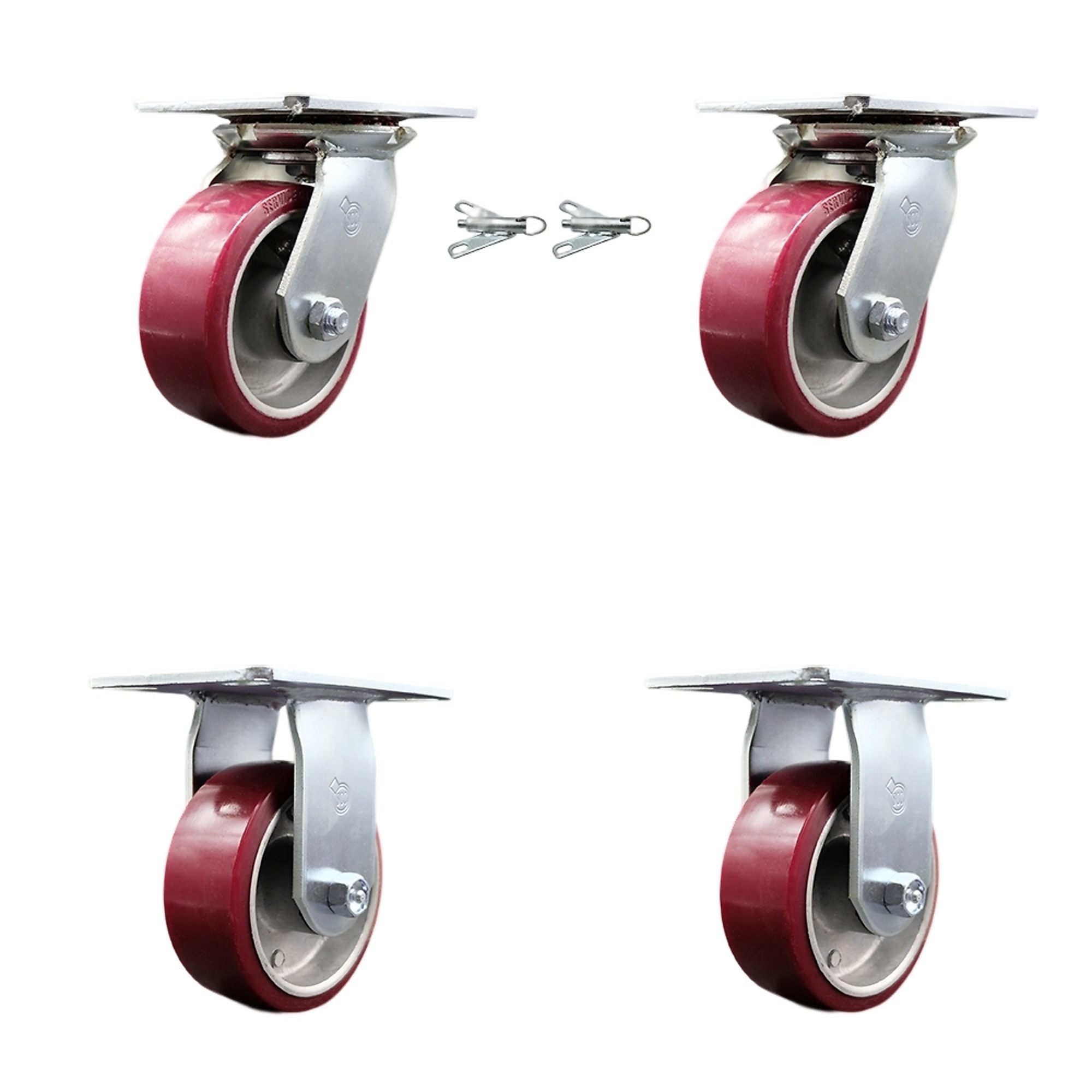 Service Caster, 5in. x 2in. Plate Casters, Wheel Diameter 5 in, Caster Type Swivel, Package (qty.) 4, Model# SCC-35S520-PAB-BSL-2-R-2