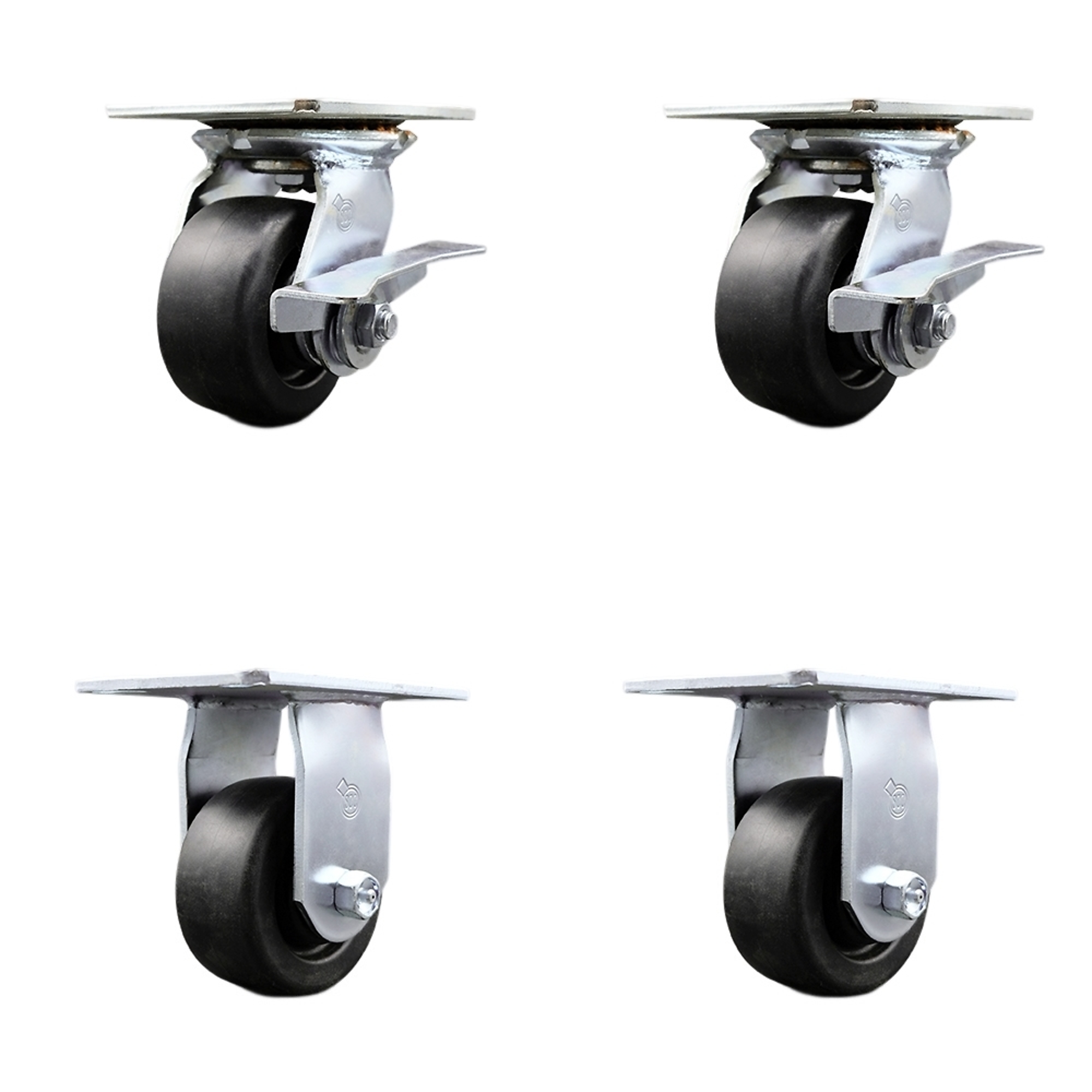 Service Caster, 4in. x 2in. Plate Casters, Wheel Diameter 4 in, Caster ...