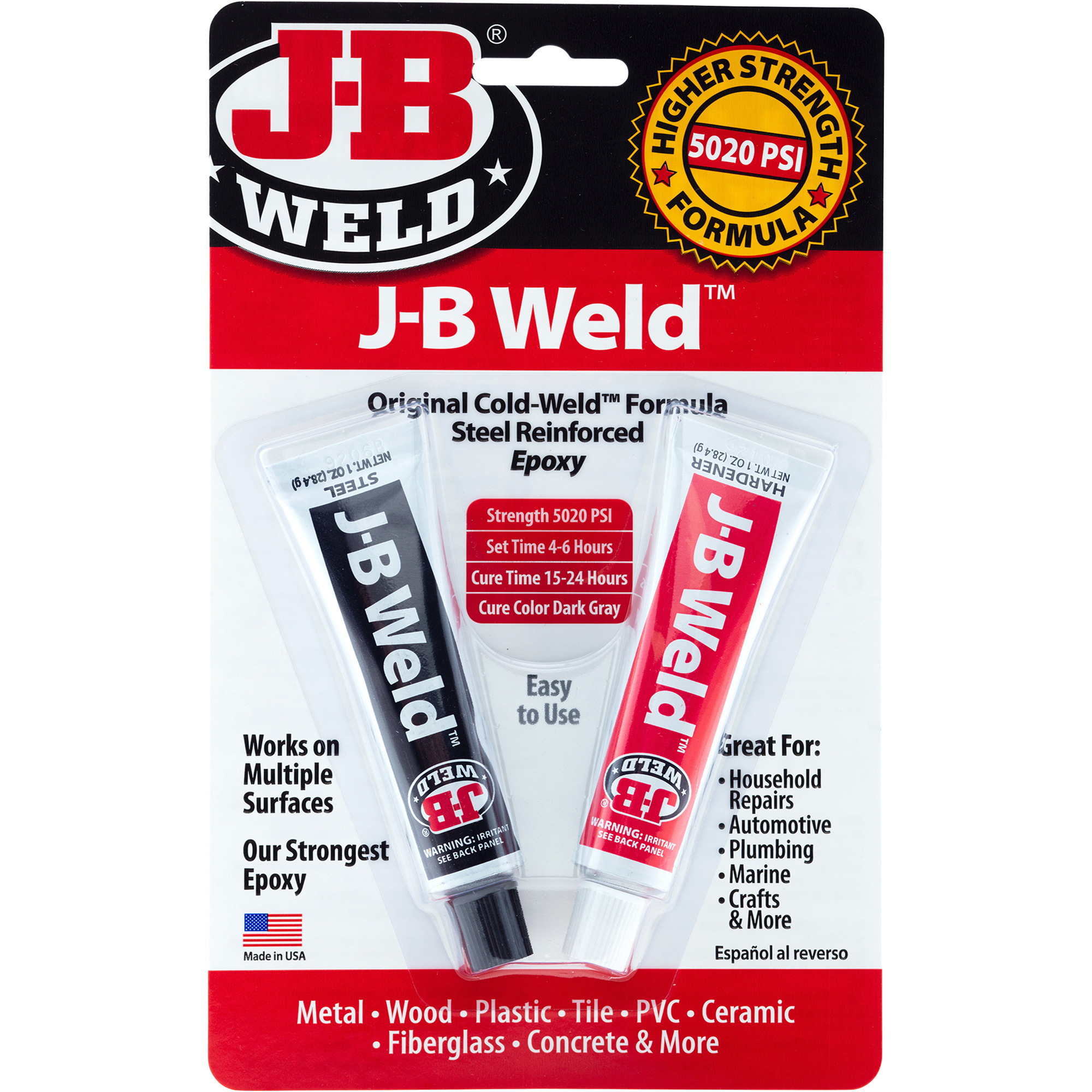 J-B Weld Original Cold Weld Formula Steel Reinforced Epoxy, 2-Part — Two  1-Oz. Tubes, Model# 8265S