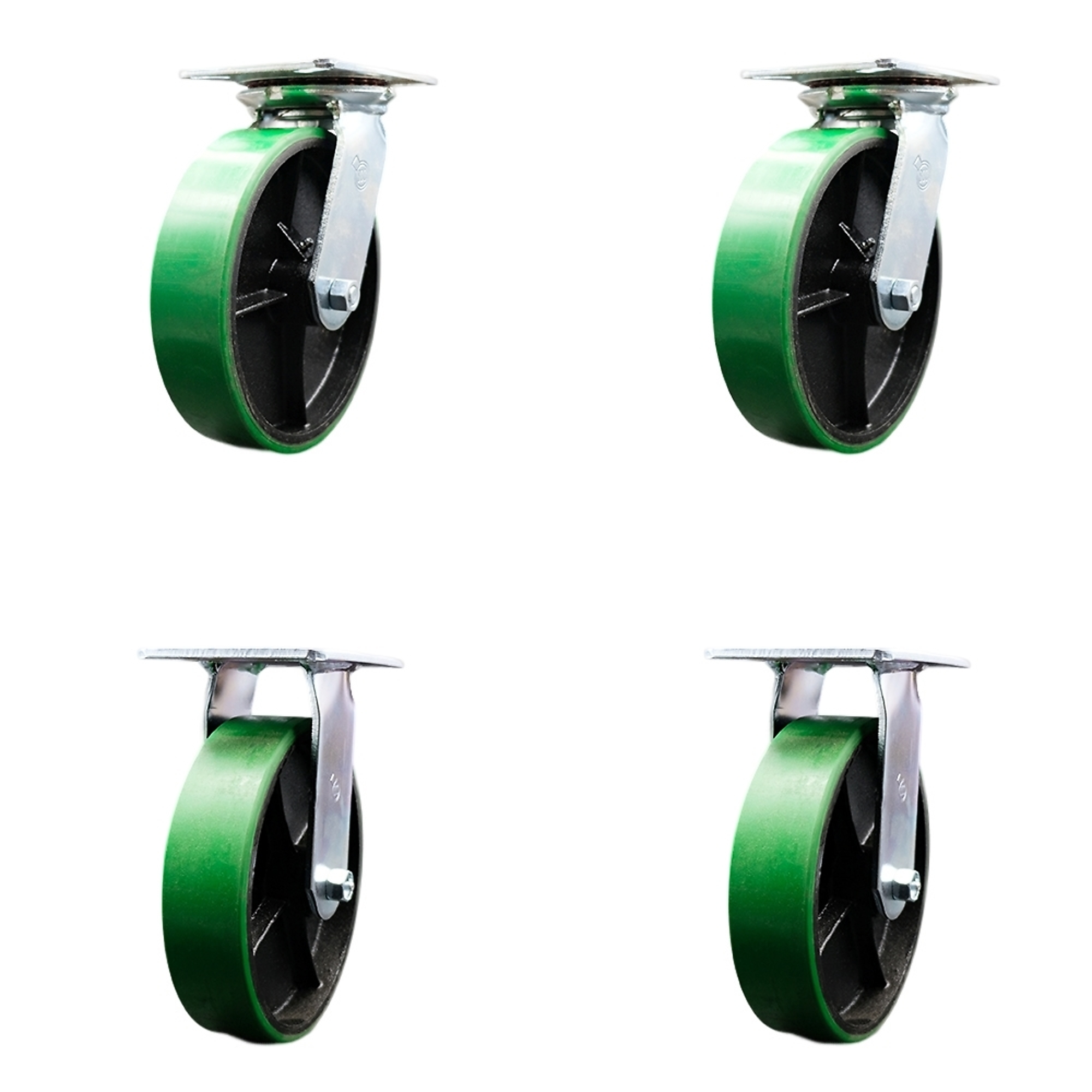 Service Caster, 8in. x 2in. Plate Casters, Wheel Diameter 8 in, Caster Type Swivel, Package (qty.) 4, Model# SCC-35S820-PUB-GB-2-R-2