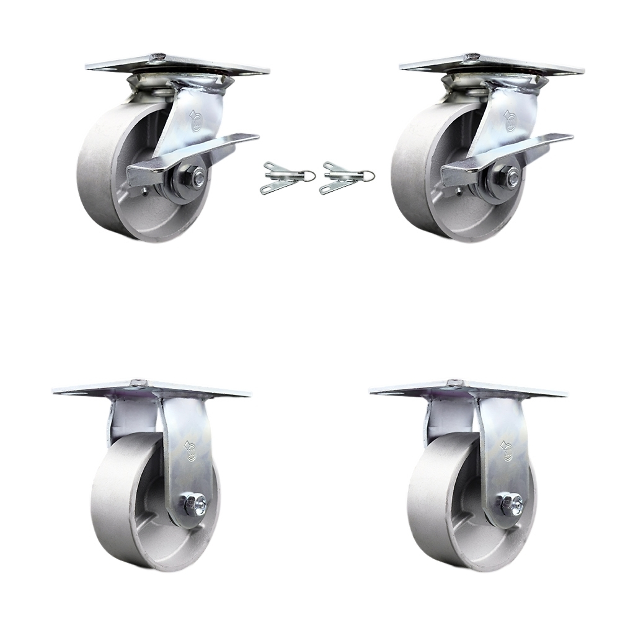 Service Caster, 5in. x 2in. Plate Casters, Wheel Diameter 5 in, Caster Type Swivel, Package (qty.) 4, Model# SCC-35S520-SSB-SLB-BSL-2-R-2