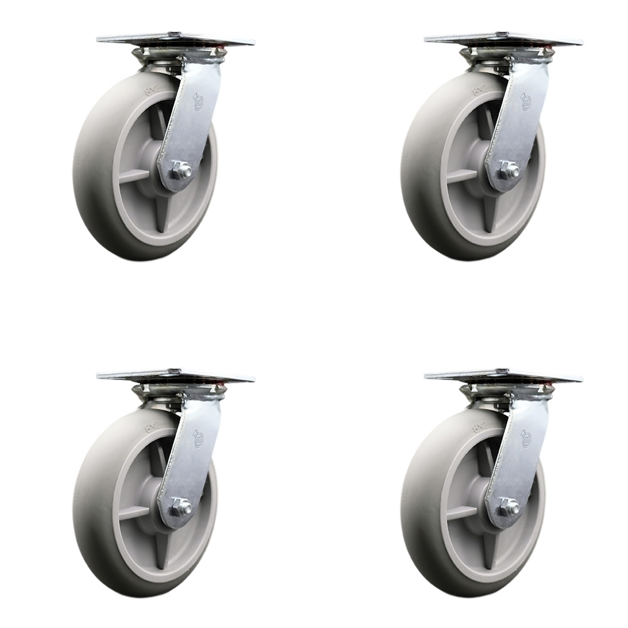 Service Caster, 8in. x 2in. Plate Casters, Wheel Diameter 8 in, Caster ...
