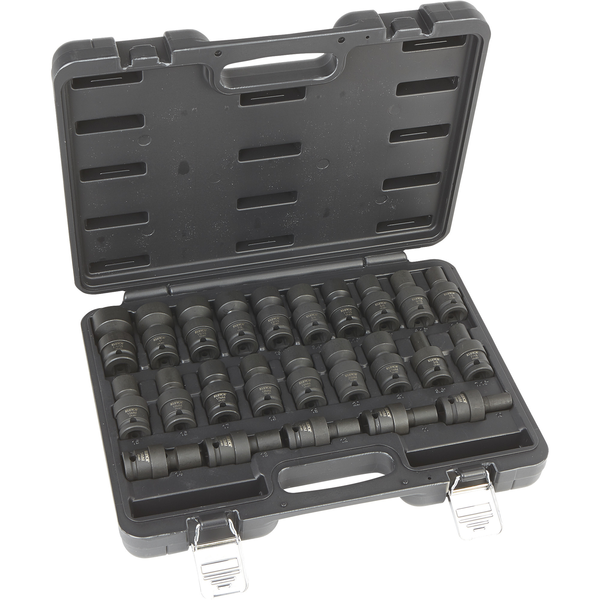 Klutch Universal Joint Impact Socket Set, 24-Pc., 1/2in. Drive