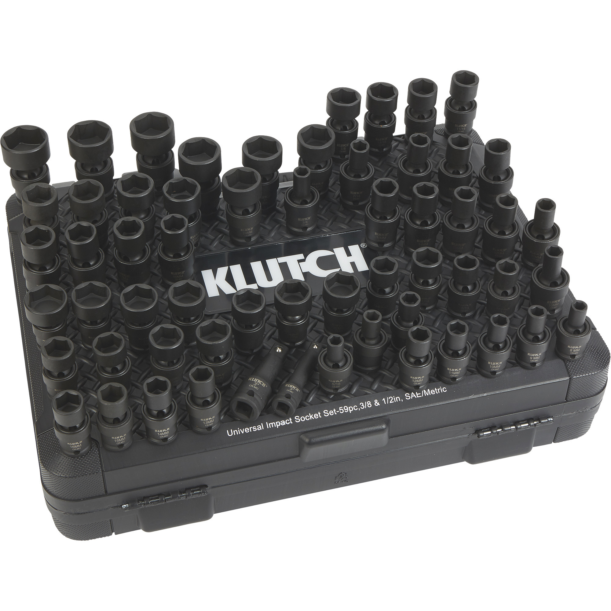 Klutch Universal Joint Impact Socket Set — 59-Pc., 3/8in. & 1/2in