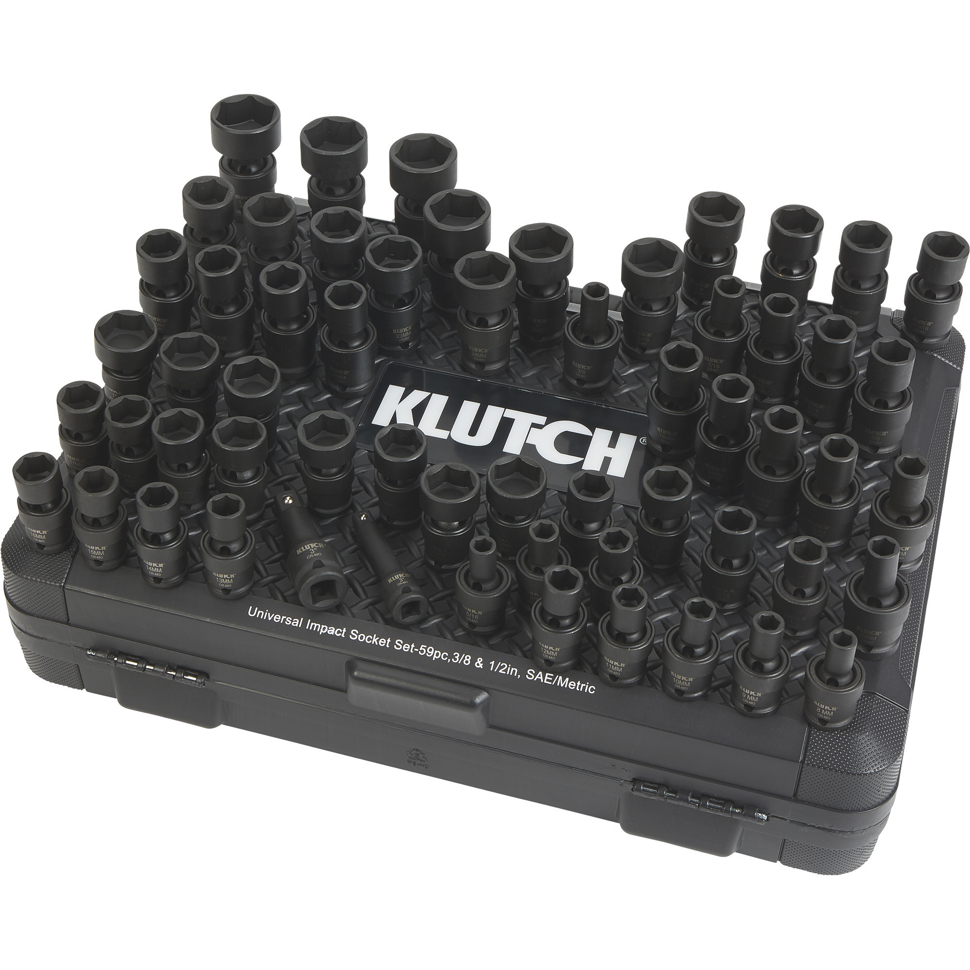 Klutch Universal Joint Impact Socket Set, 59Pc., 3/8in. & 1/2in. Drive