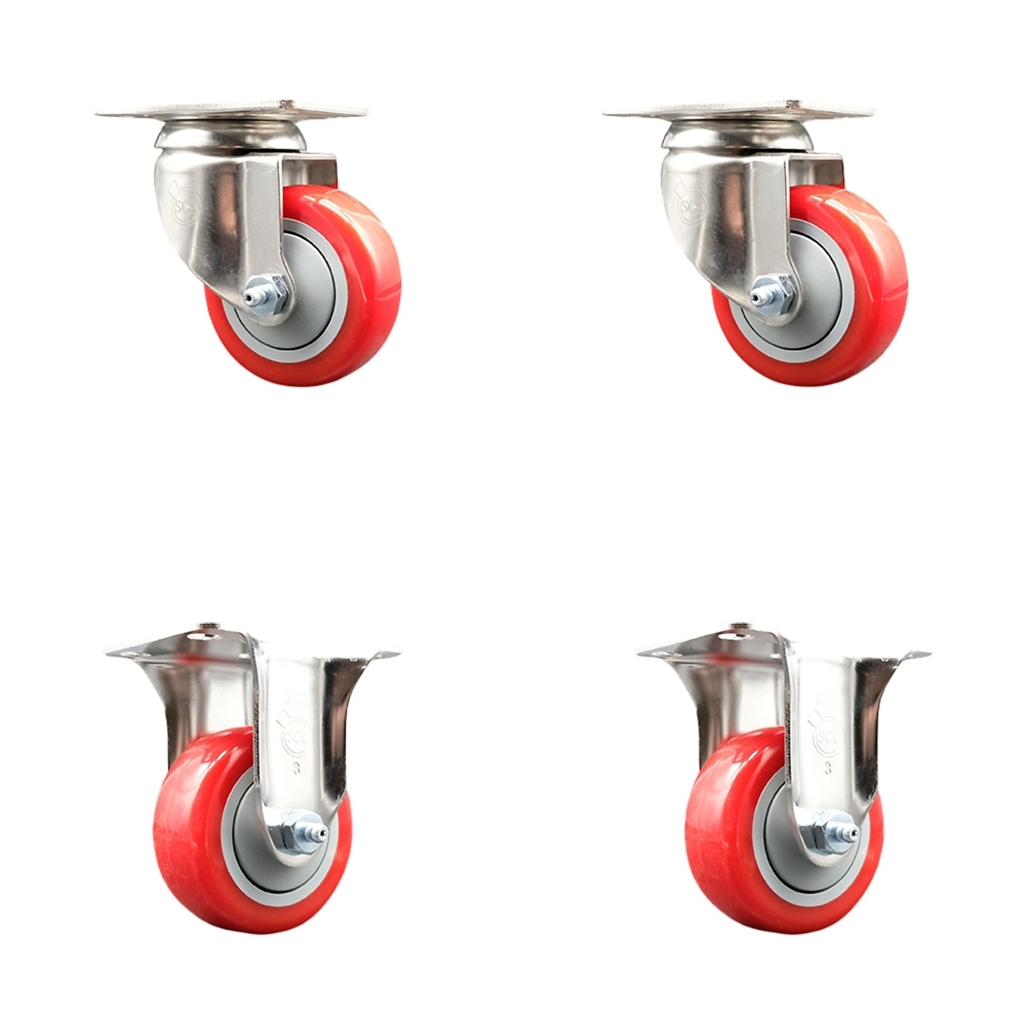 Service Caster, 3in. x 1 1/4in. Plate Casters, Wheel Diameter 3 in ...