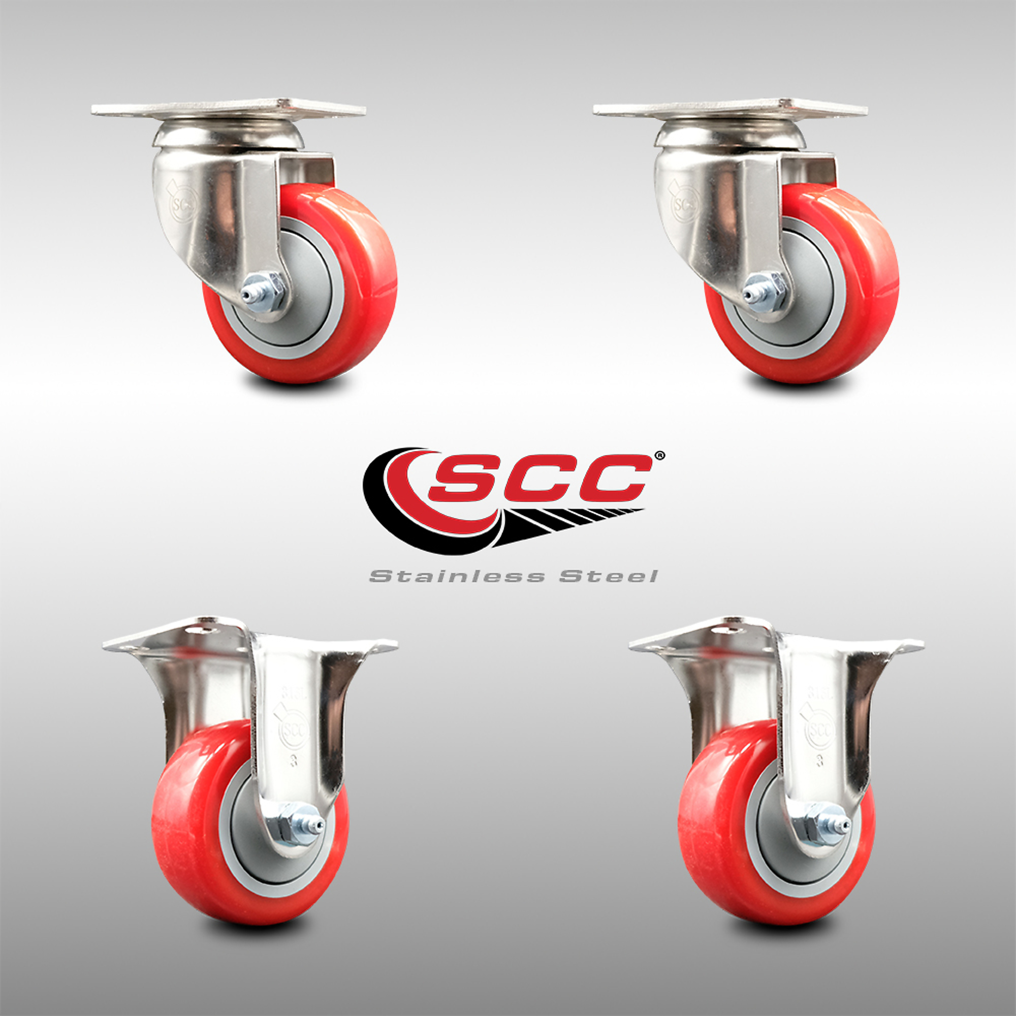 Service Caster, 3in. x 1 1/4in. Plate Casters, Wheel Diameter 3 in ...