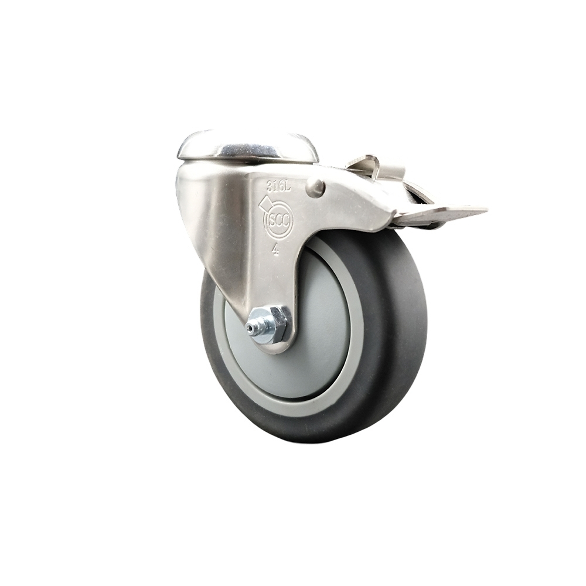 Service Caster, 4in. x 1 1/4in. Stem Caster, Wheel Diameter 4 in, Caster Type Swivel, Package (qty.) 1, Model# SCC-SS316BHTTL20S414-TPRB