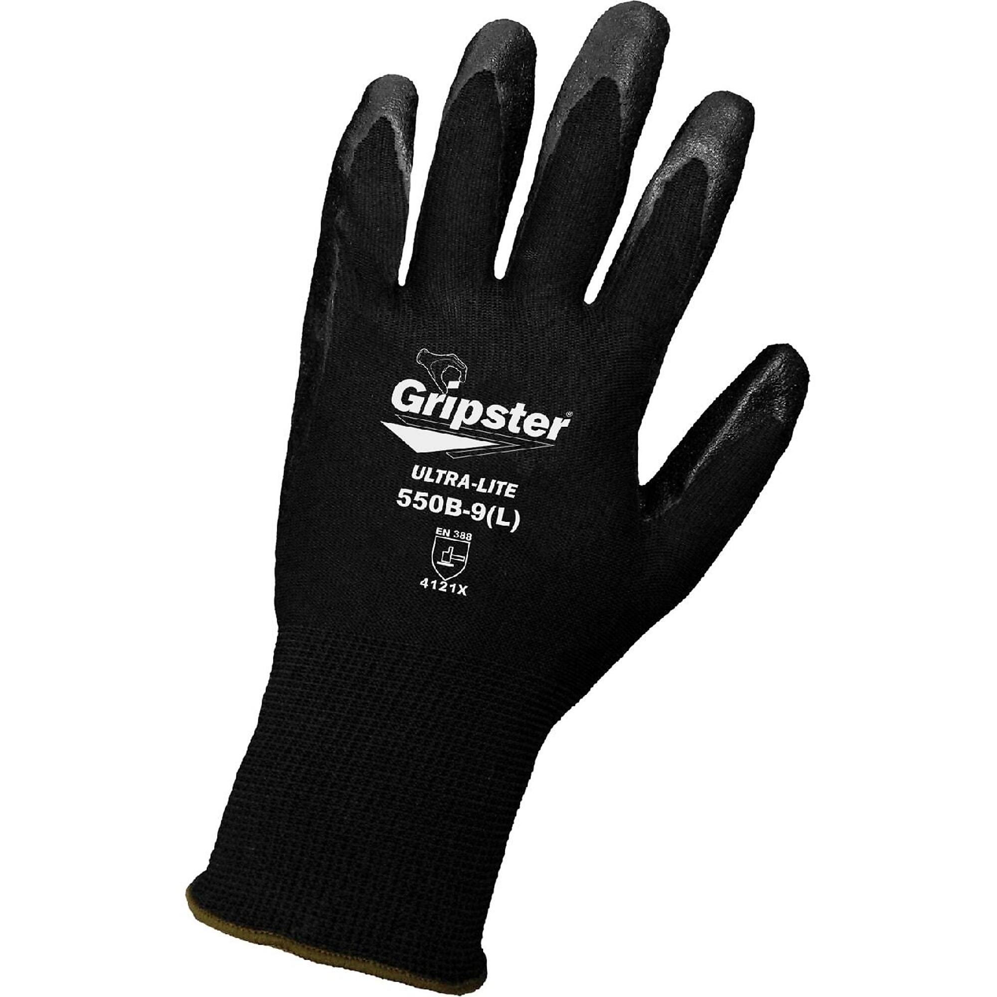 Global Glove Gripster®, Gripster Nitrile Coated,Black Work Gloves 12