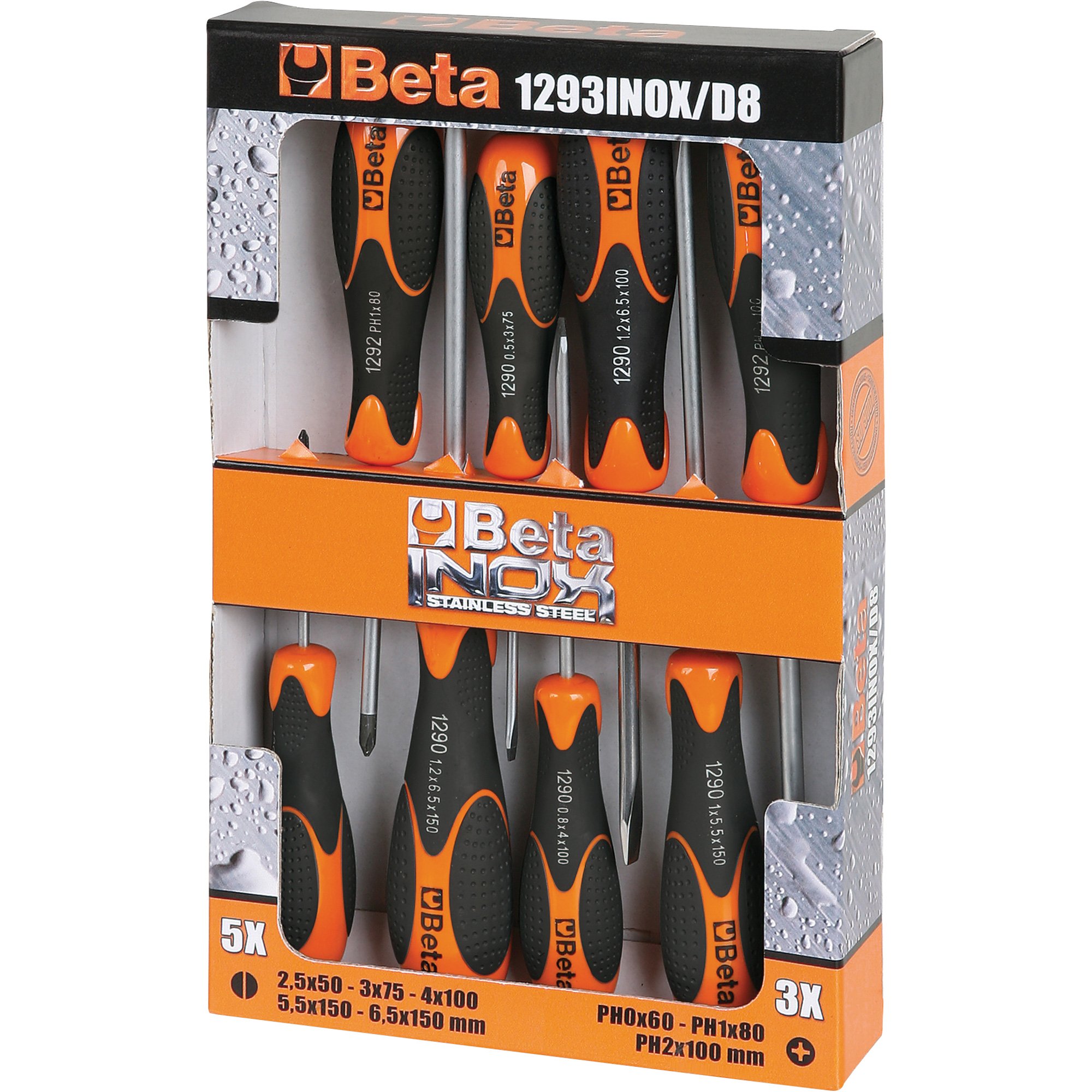 Beta Inox Stainless Steel Screwdriver Set — 8-Pc., Model# 1293INOX/D8