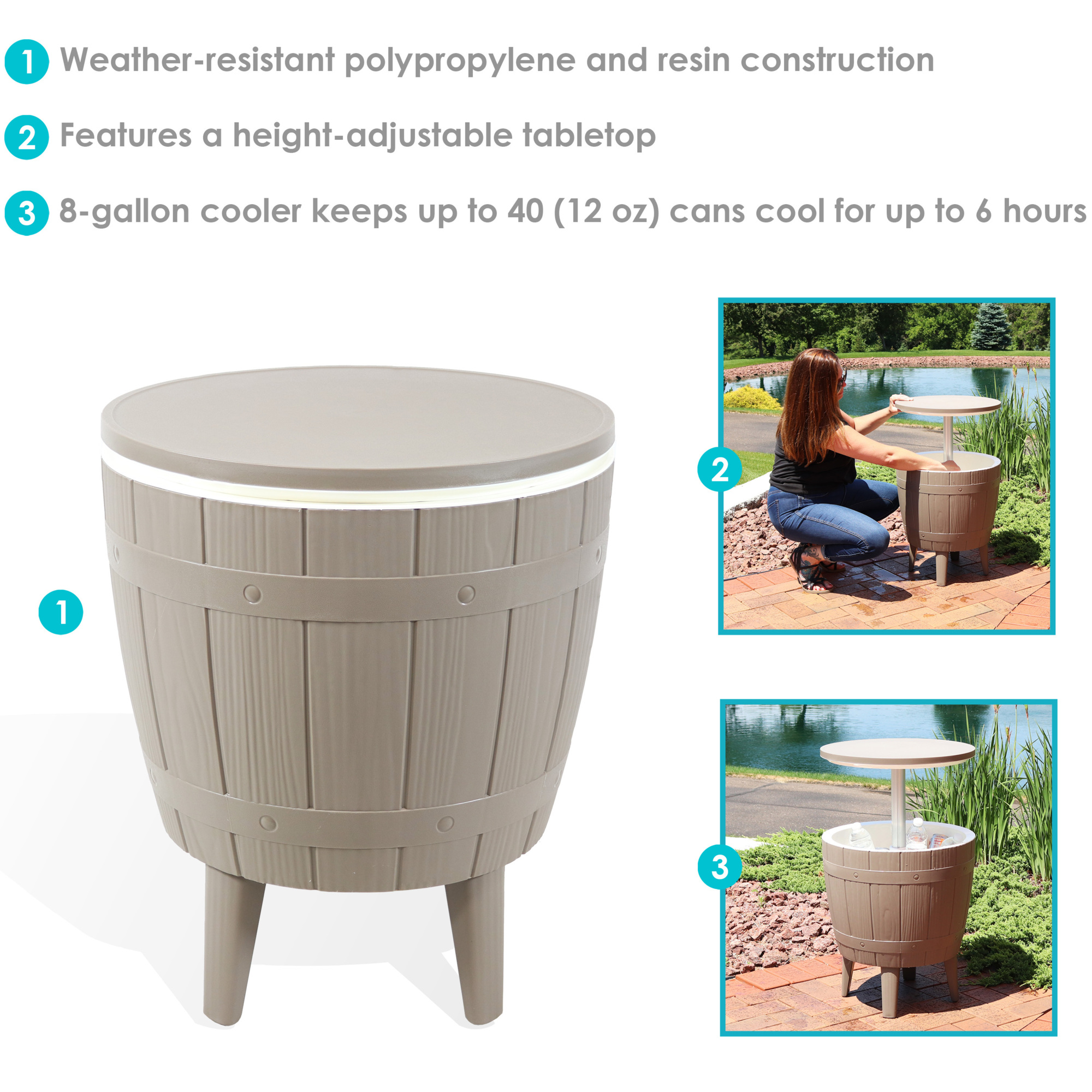 Sunnydaze Decor, Patio Cooler Side Table Driftwood, Capacity 10 Gal ...