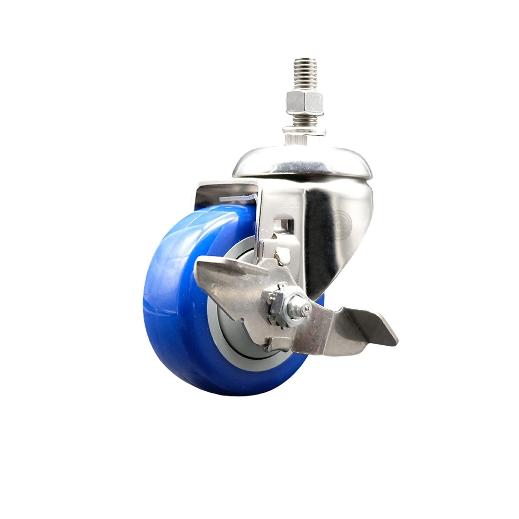 Service Caster, 3in. x 1 1/4in. Stem Casters, Wheel Diameter 3 in, Caster Type Swivel, Package (qty.) 1, Model# SS316TS20S314-PPUB-BLUE-TLB-381615