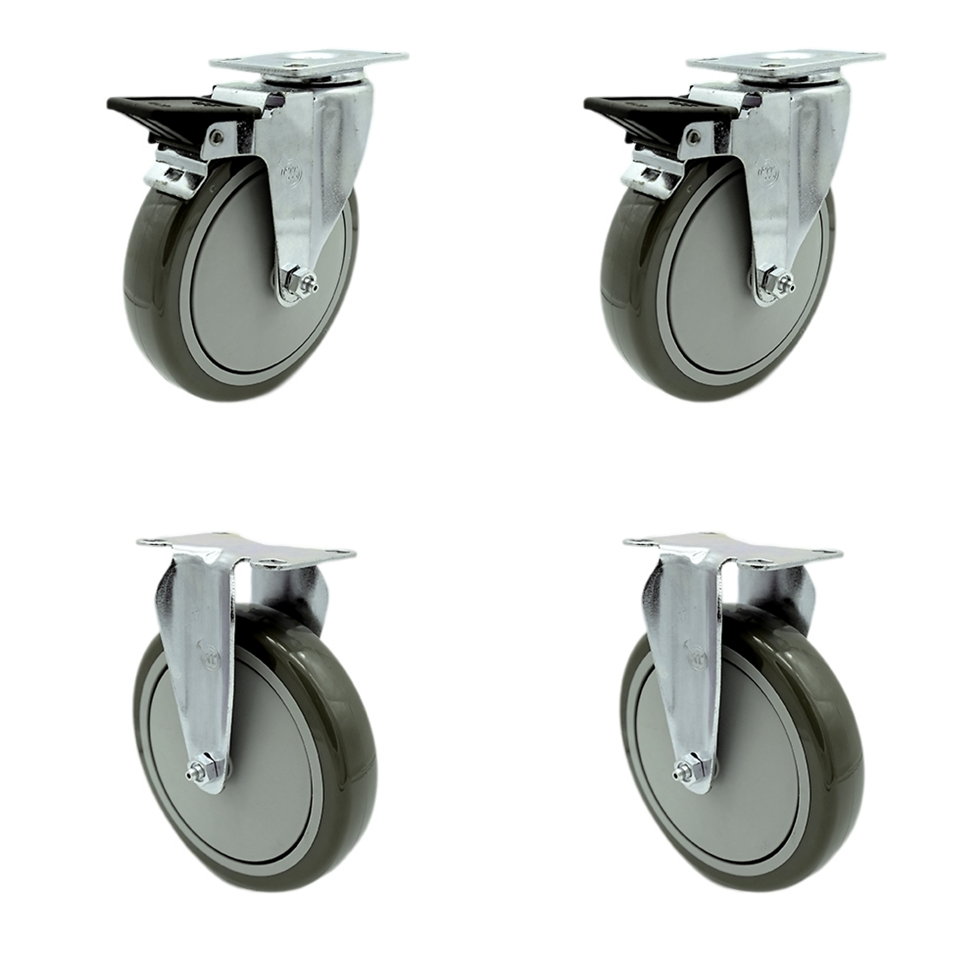Service Caster, 6in. x 1 1/4in. Plate Casters, Wheel Diameter 6 in, Caster Type Swivel, Package (qty.) 4, Model# SCC-20S614-PPUB-PLB-2-R614-2