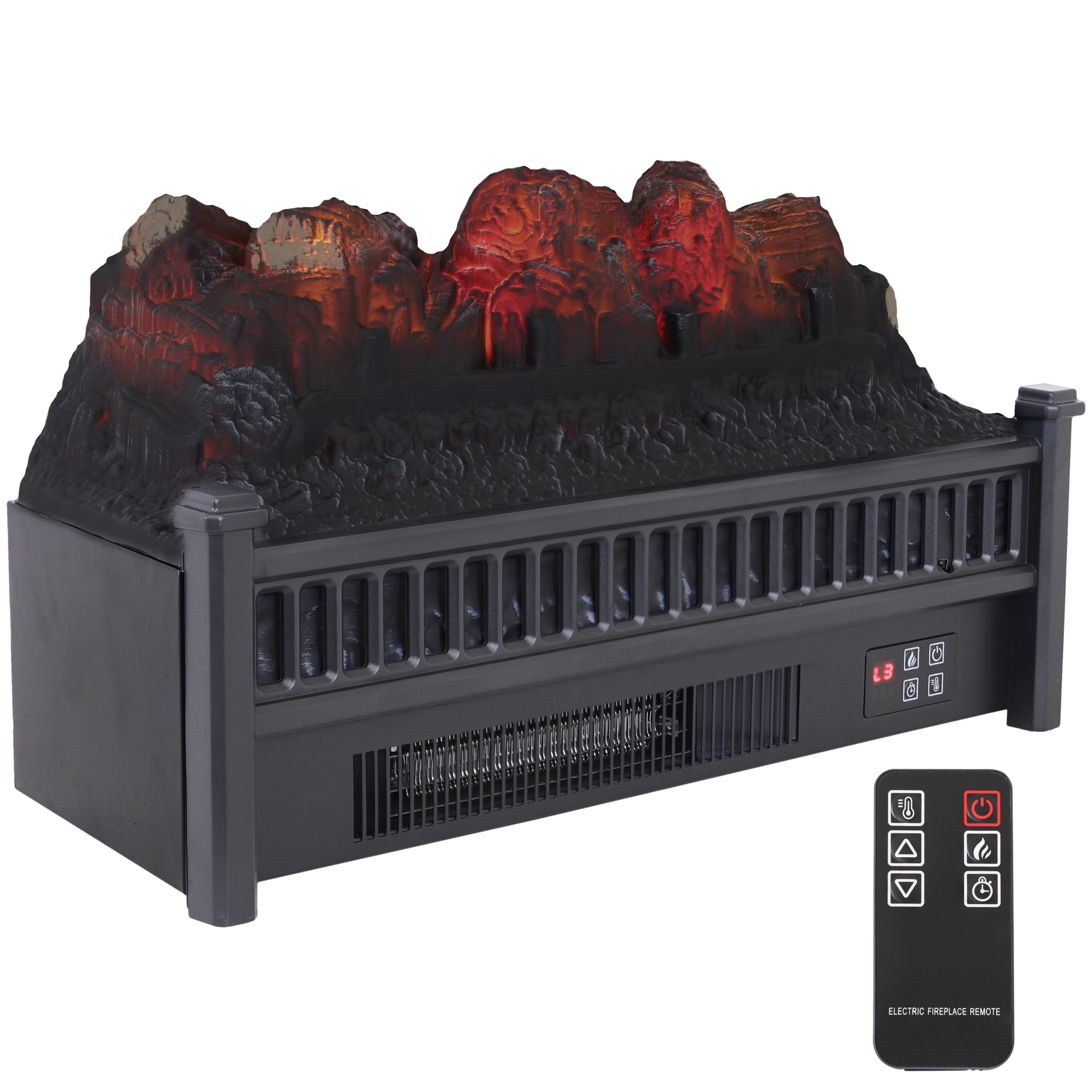Sunnydaze Decor, Heated Log Electric Fireplace Insert, Heat Output 4777 Btu/hour, Heating Capability 377 ft², Model# ZHS-449