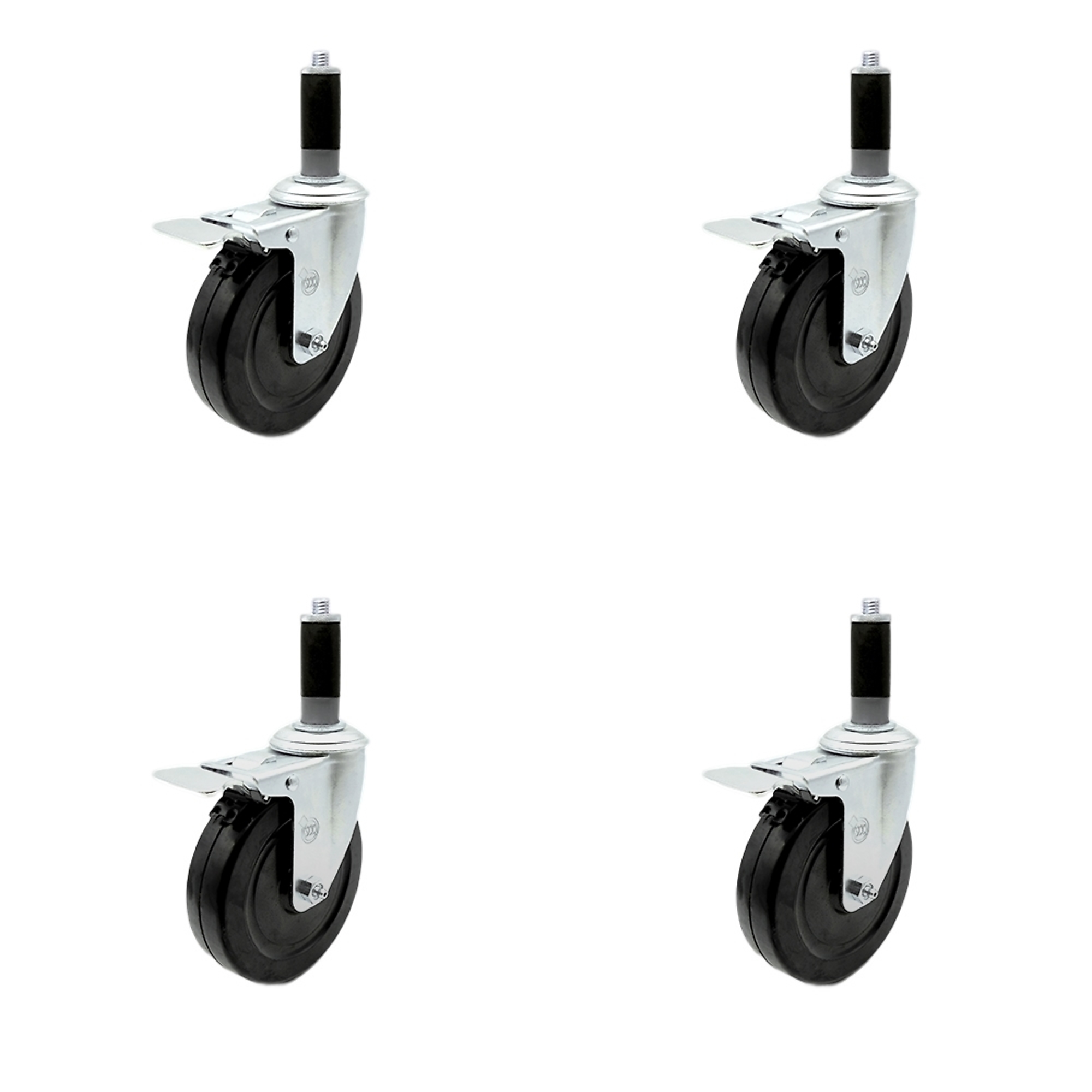 Service Caster, 5in. x 1 1/4in. Stem Casters, Wheel Diameter 5 in, Caster Type Swivel, Package (qty.) 4, Model# SCC-SSTTLEX20S514-HRS-MTG42-4