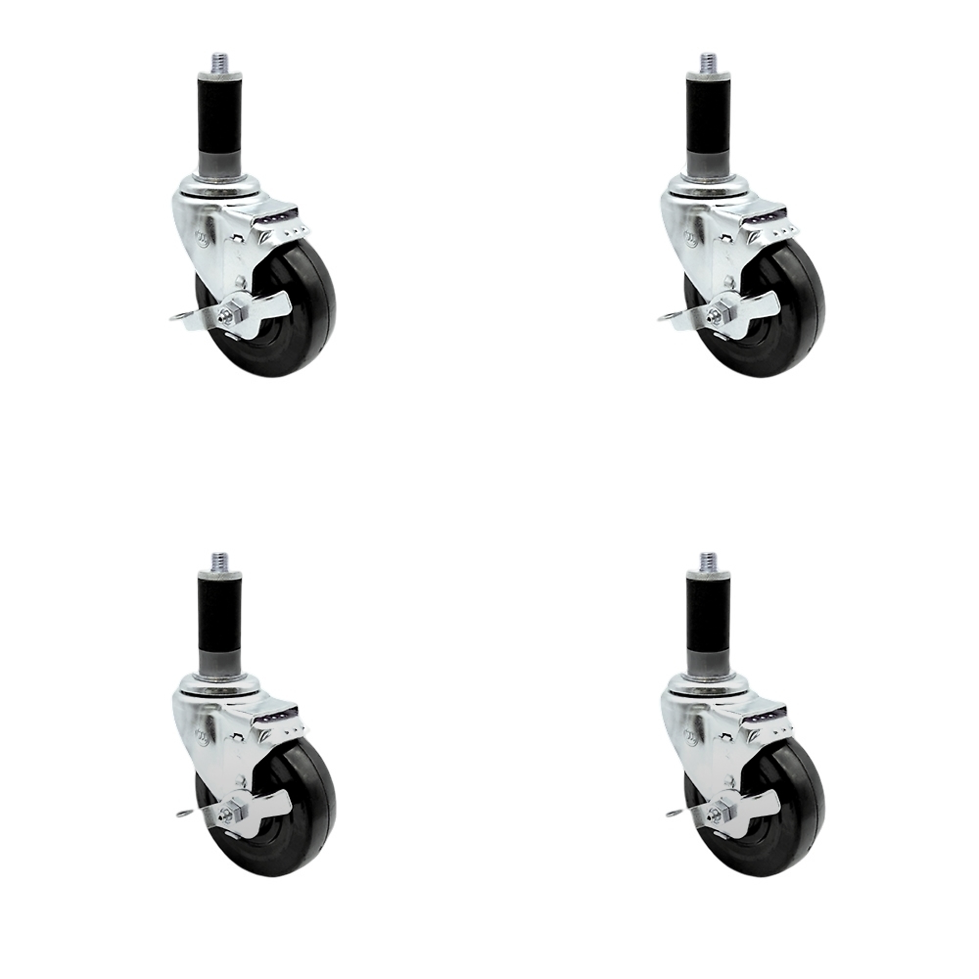 Service Caster, 4in. x 1 1/4in. Stem Casters, Wheel Diameter 4 in ...