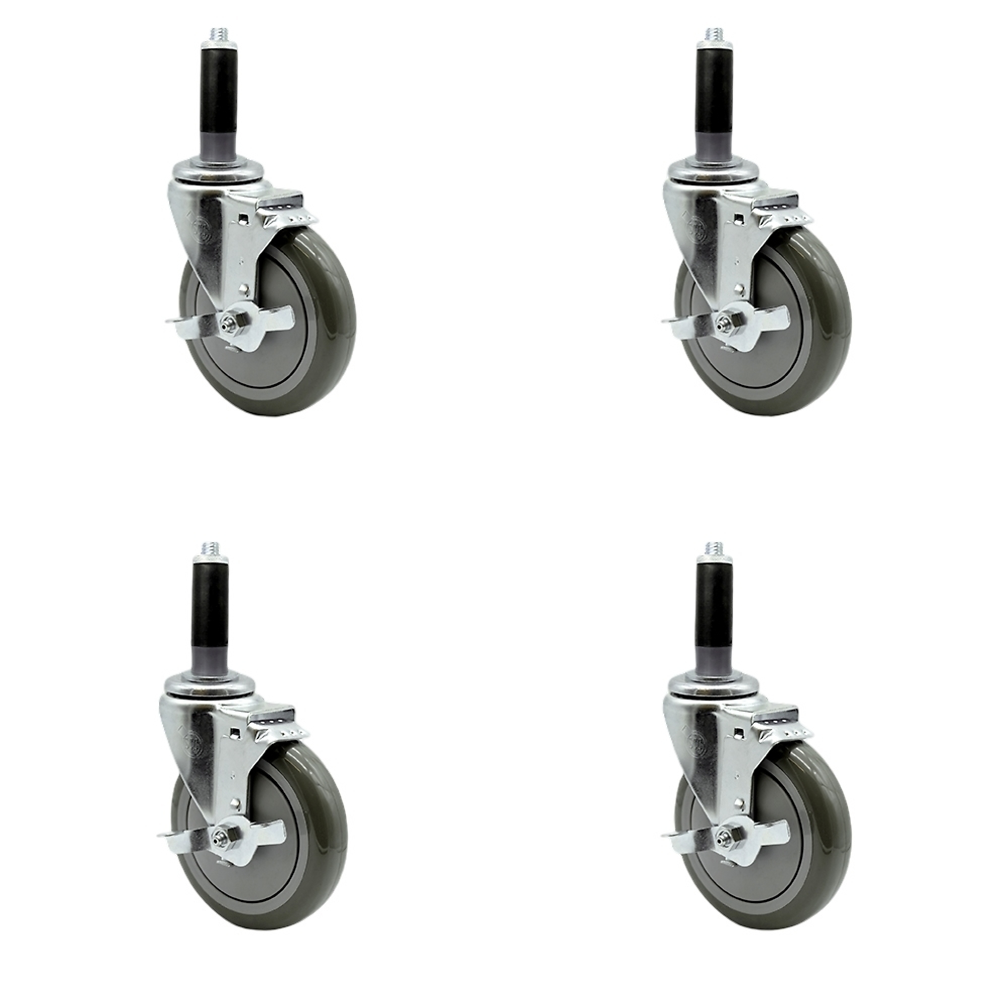 Service Caster, 5in. x 1 1/4in. Stem Casters, Wheel Diameter 5 in ...
