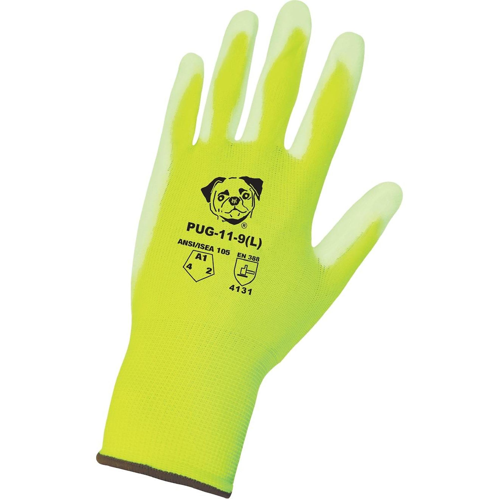 Global Glove PUG™, HV Y/G, Poly Coated, Cut Resistant A1 Gloves