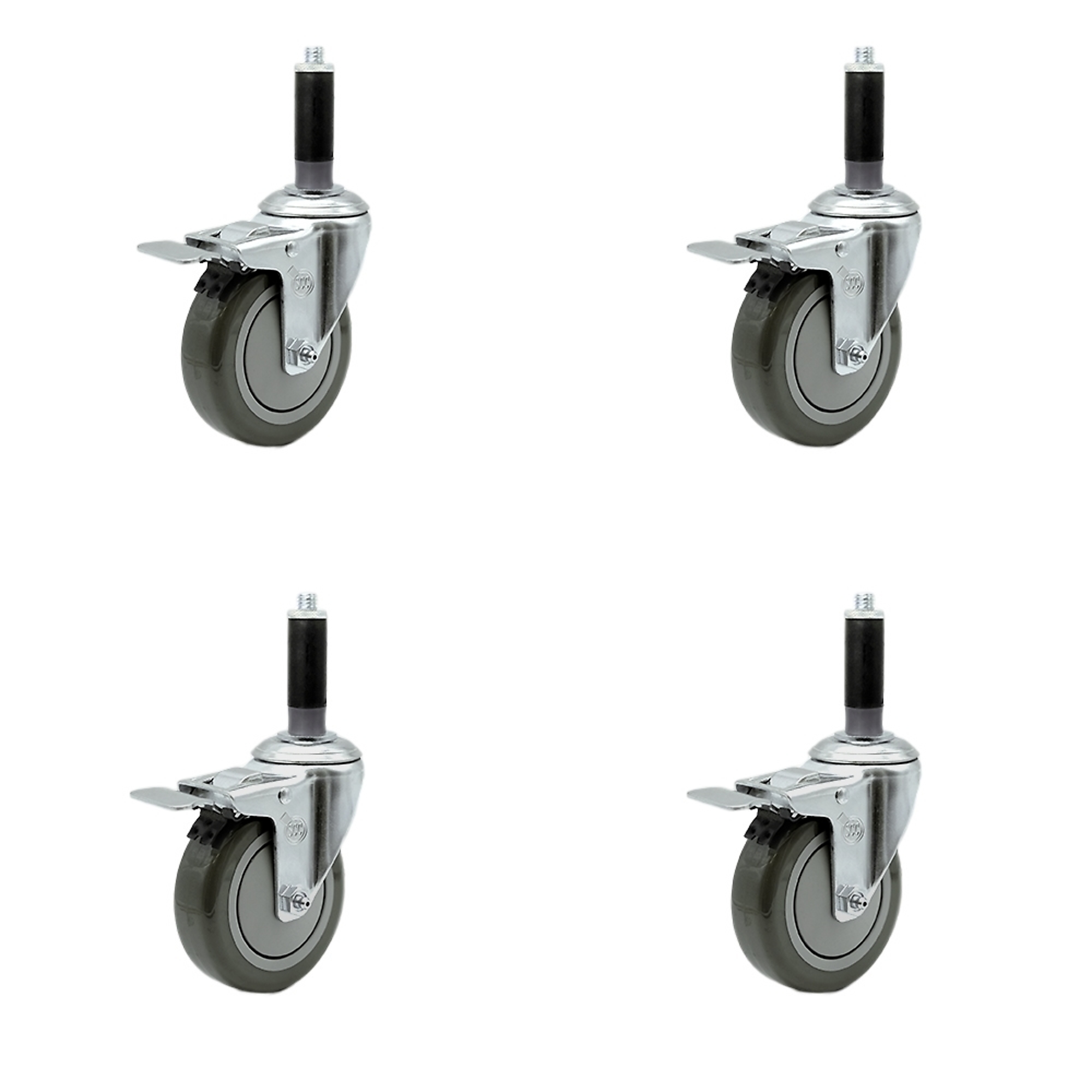 Service Caster, 4in. x 1 1/4in. Stem Casters, Wheel Diameter 4 in ...