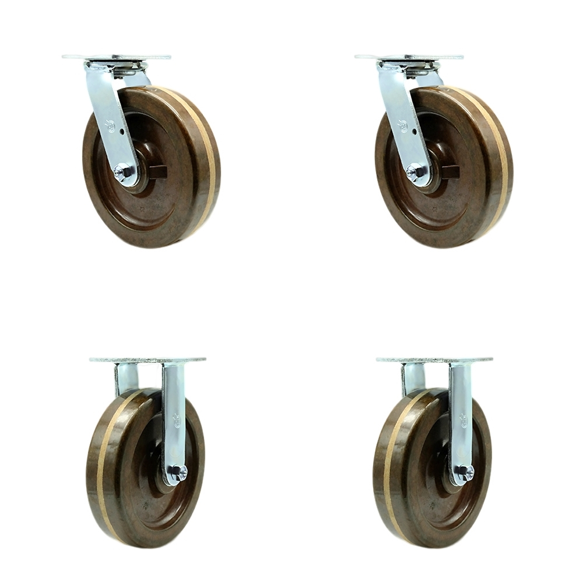 Service Caster, 8in. x 2in. Plate Casters, Wheel Diameter 8 in, Caster ...