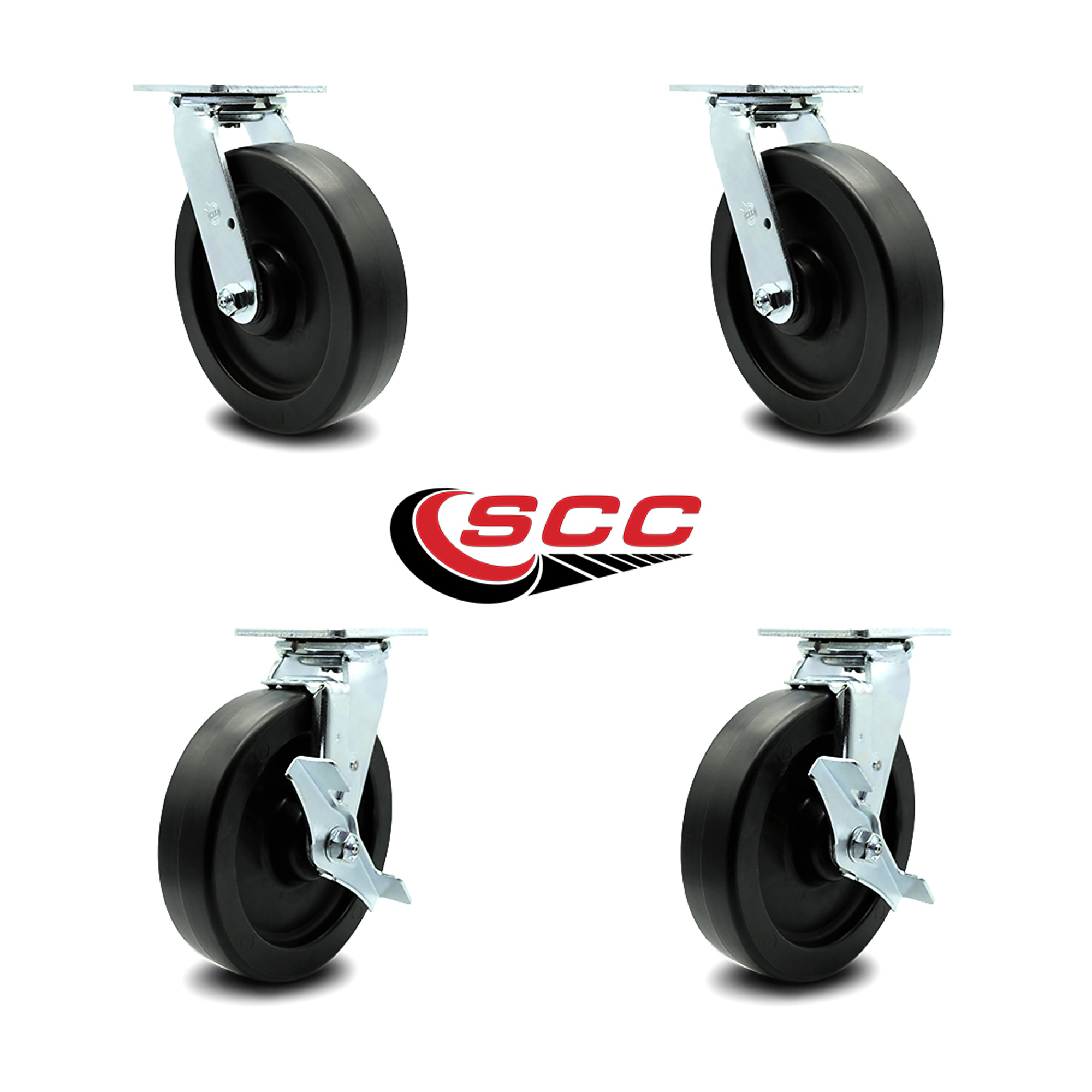 Service Caster, 8in. x 2in. Plate Casters, Wheel Diameter 8 in, Caster ...