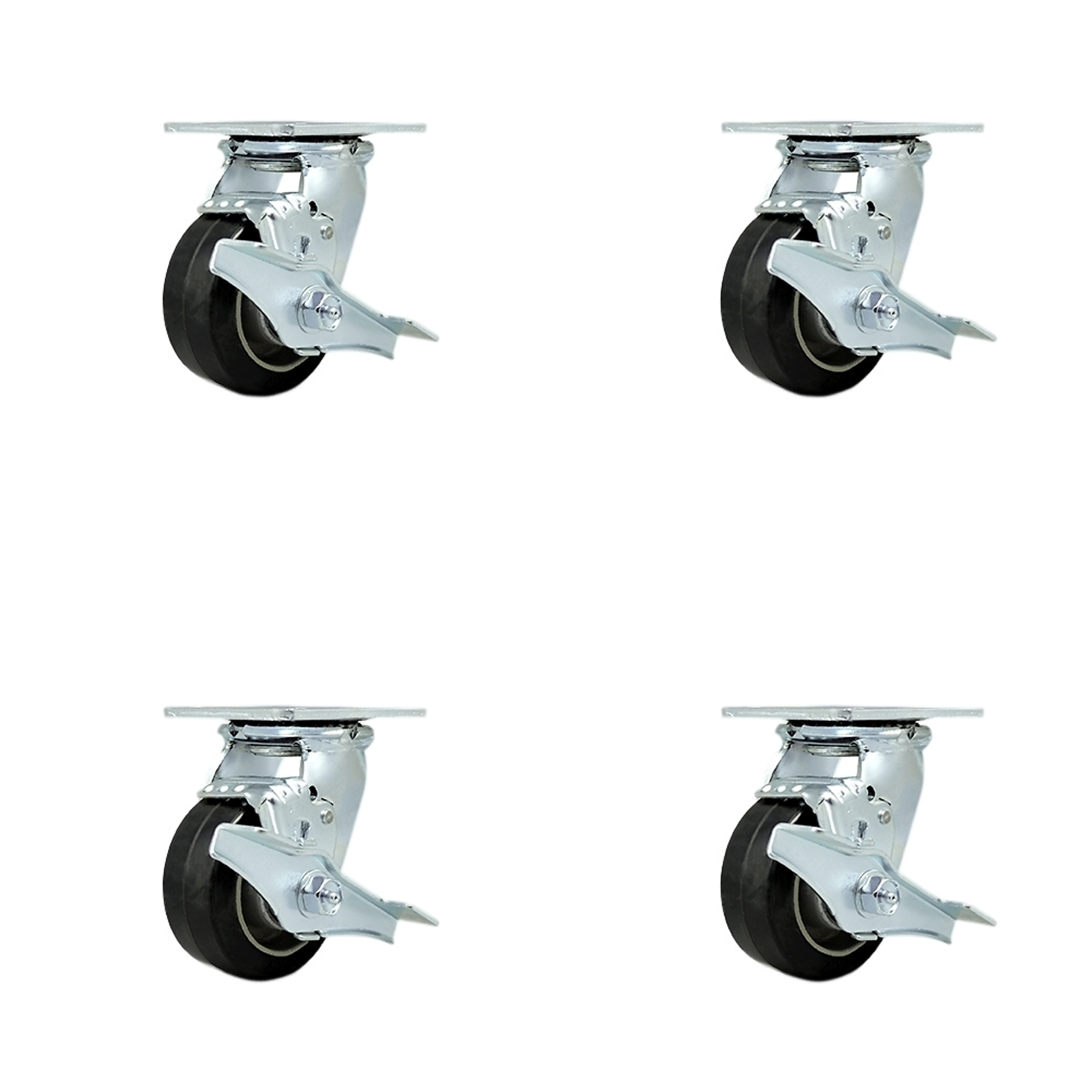 Service Caster, 4in. x 2in. Plate Casters, Wheel Diameter 4 in, Caster ...
