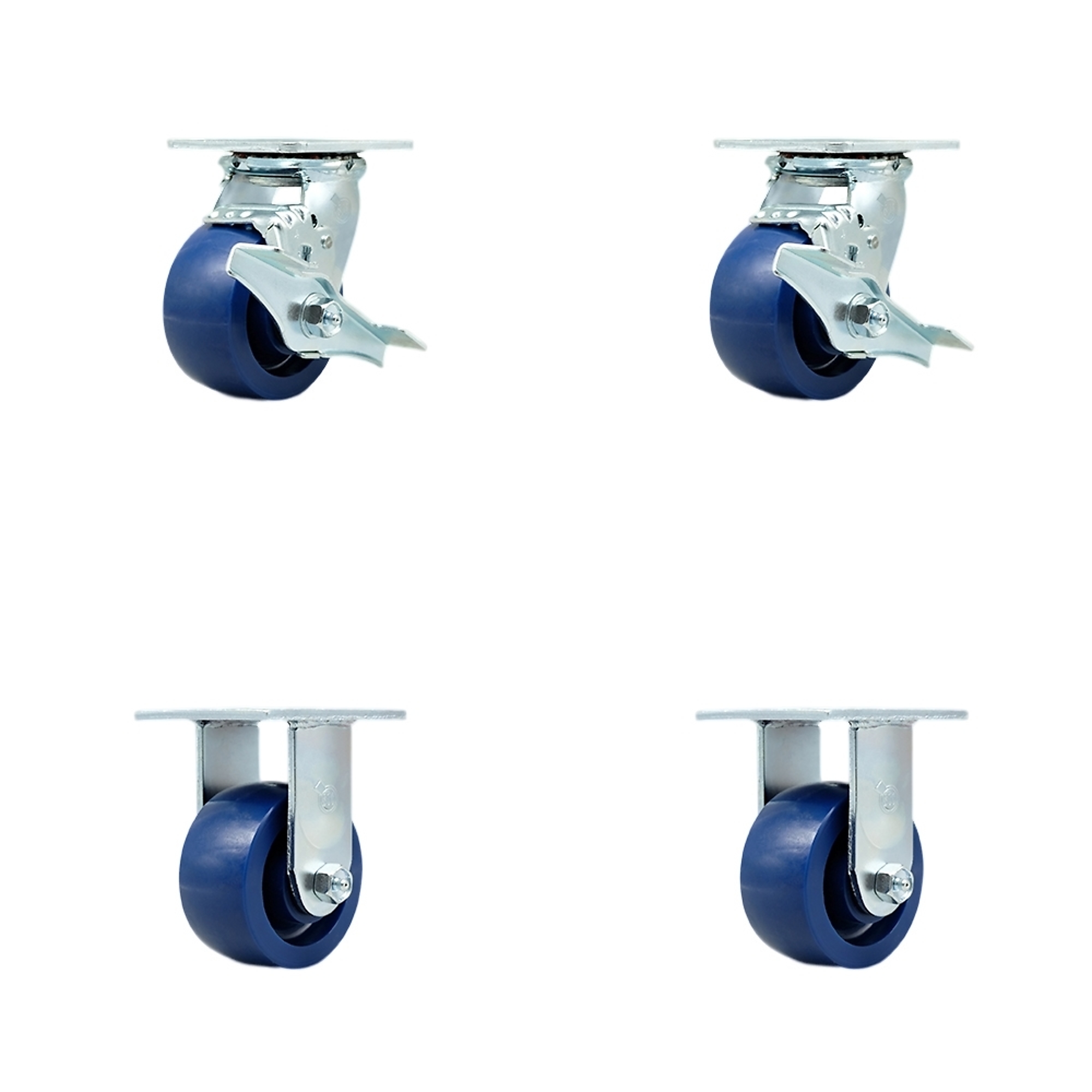 Service Caster, 4in. x 2in. Plate Casters, Wheel Diameter 4 in, Caster Type Swivel, Package (qty.) 4, Model# SCC-30CS420-SPUR-TLB-2-R420-2