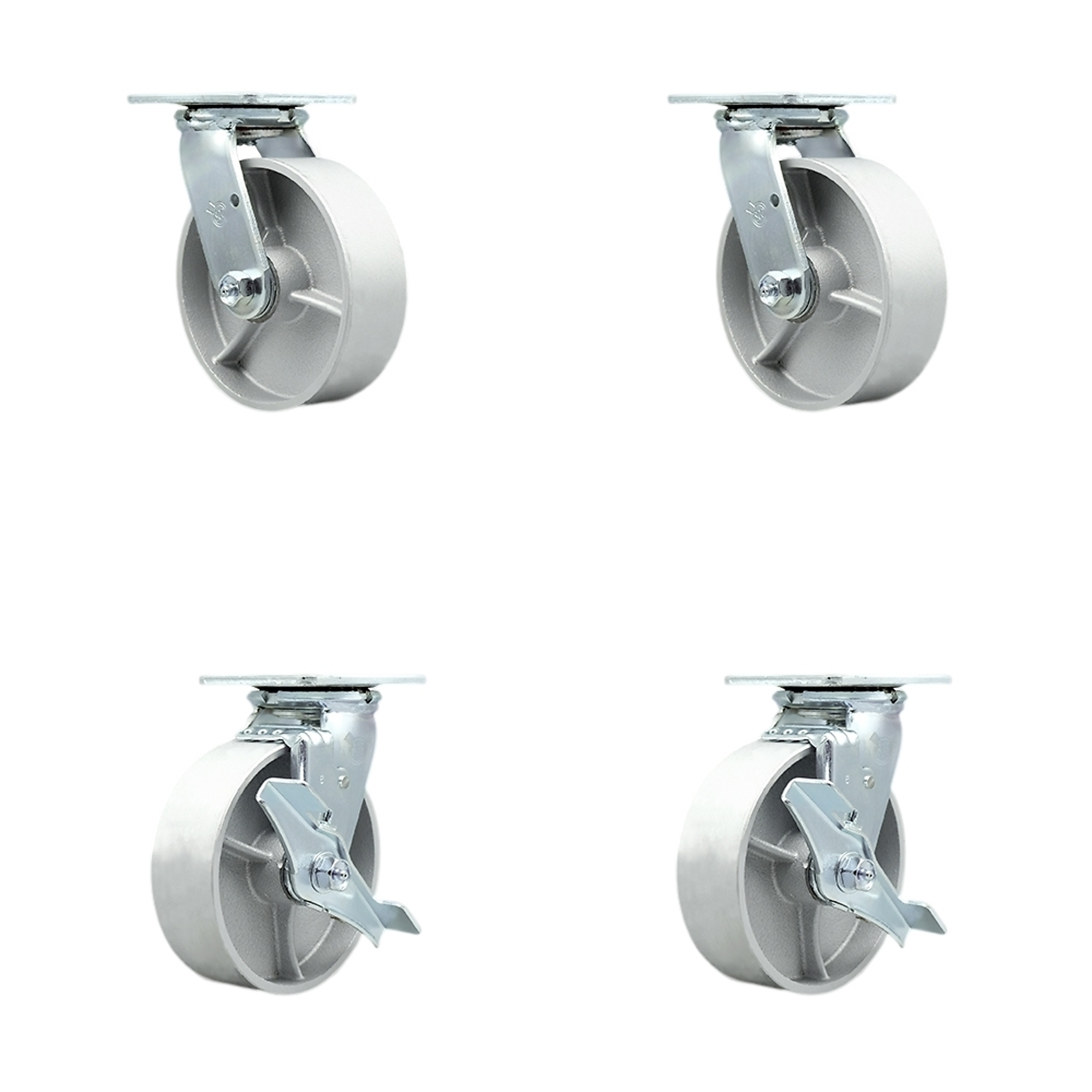 Service Caster, 6in. x 2in. Plate Casters, Wheel Diameter 6 in, Caster Type Swivel, Package (qty.) 4, Model# SCC-30CS620-SSR-2-TLB-2