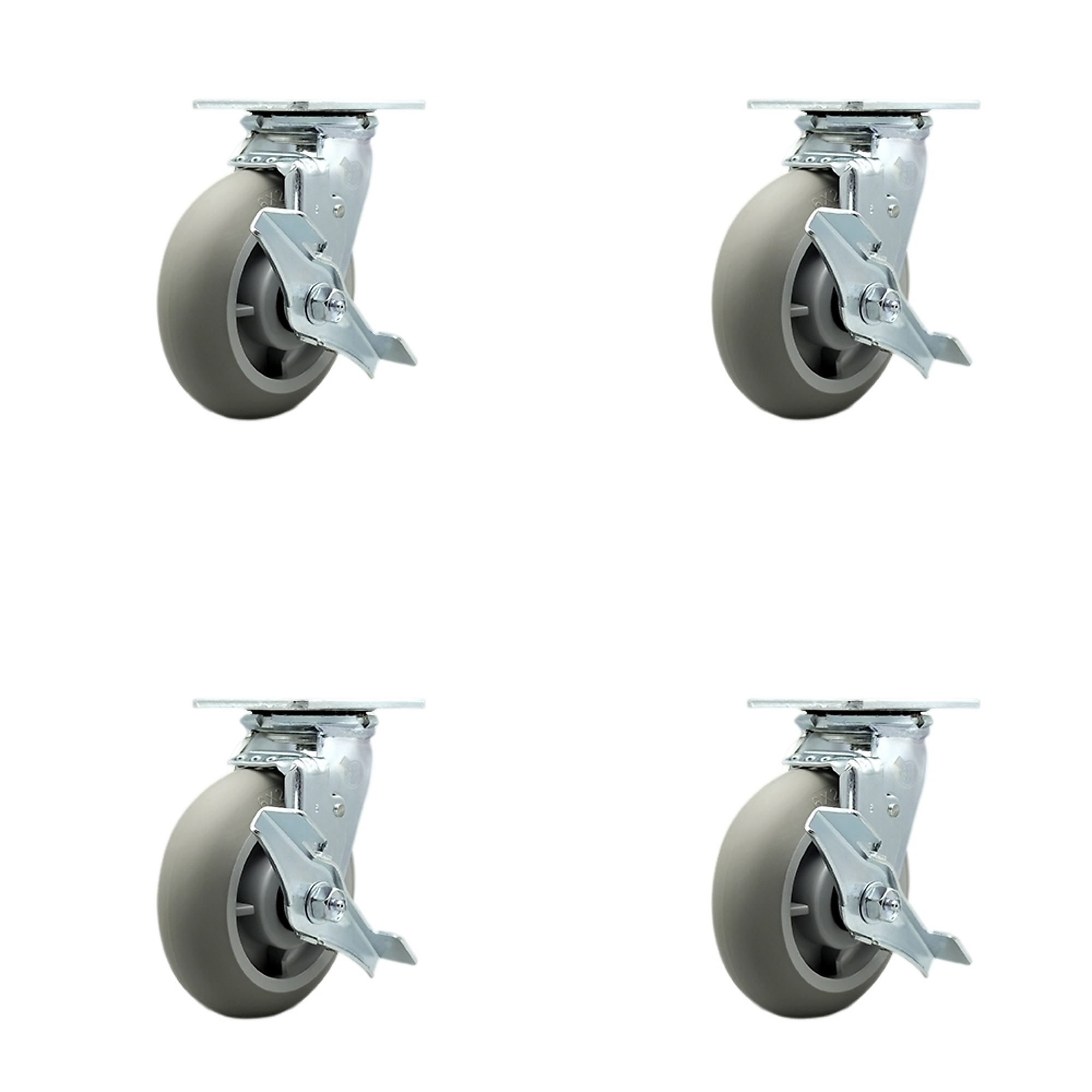 Service Caster, 6in. x 2in. Plate Casters, Wheel Diameter 6 in, Caster Type Swivel, Package (qty.) 4, Model# SCC-30CS620-TPRRD-TLB-4