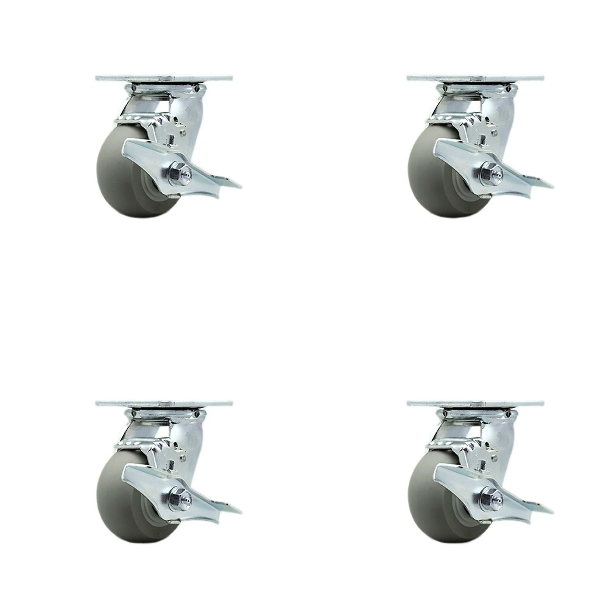 Service Caster, 4in. x 2in. Plate Casters, Wheel Diameter 4 in, Caster Type Swivel, Package (qty.) 4, Model# SCC-30CS420-TPRRD-TLB-4