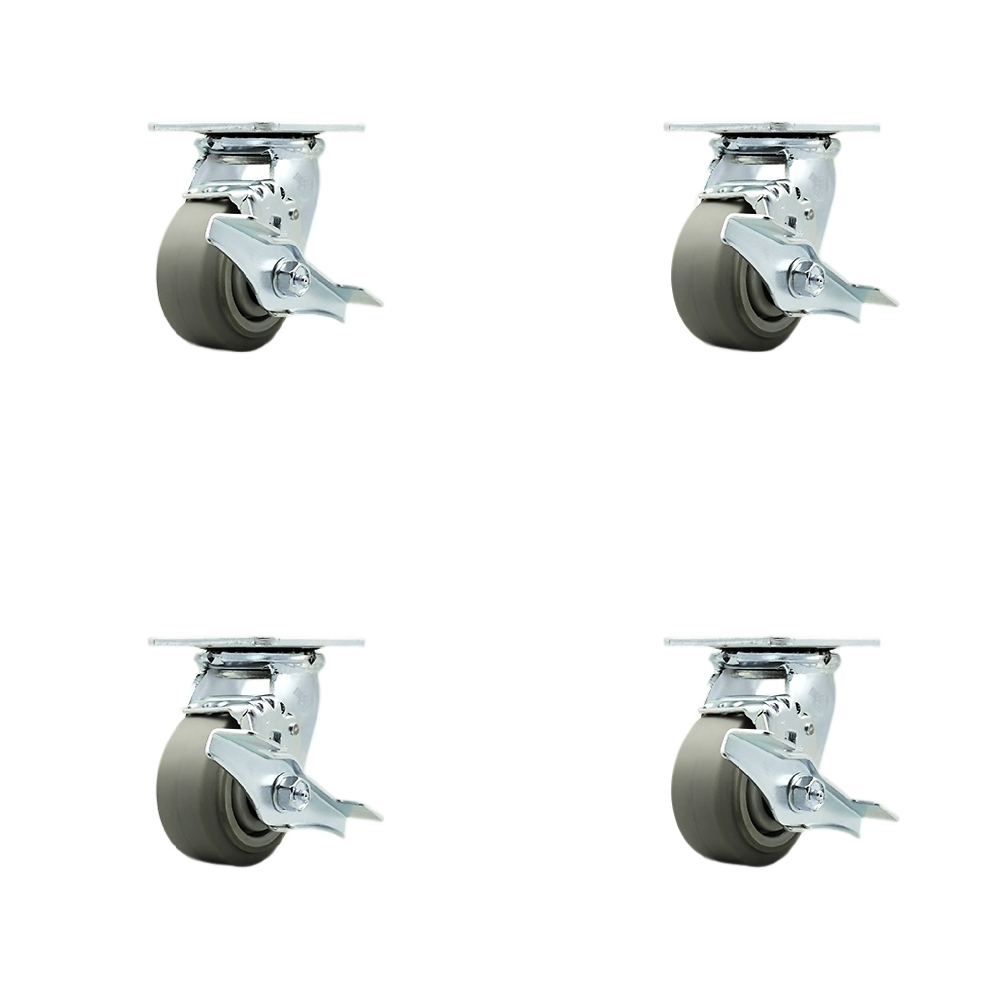 Service Caster, 4in. x 2in. Plate Casters, Wheel Diameter 4 in, Caster Type Swivel, Package (qty.) 4, Model# SCC-30CS420-TPRRF-TLB-4